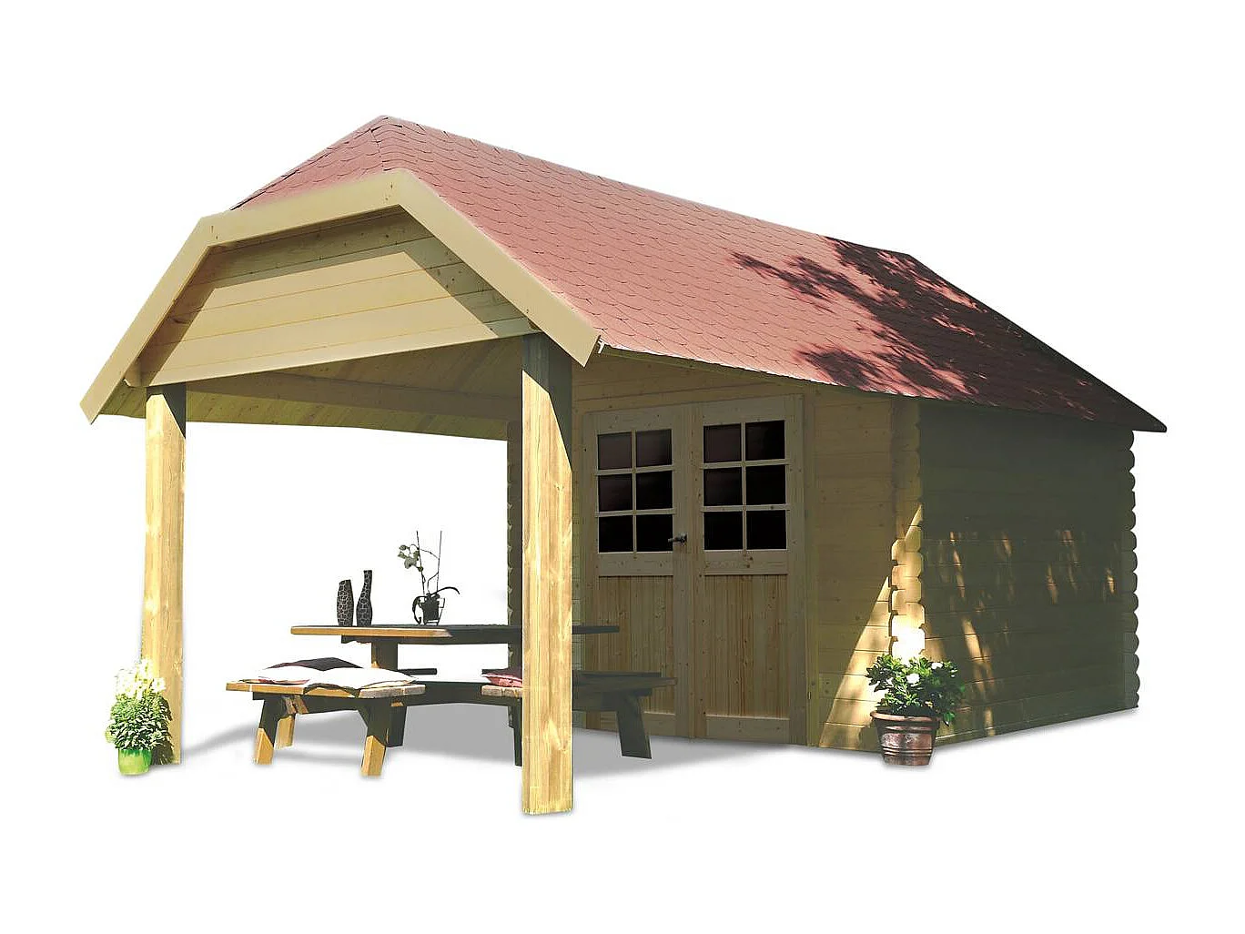 Abri jardin "Cork" - 8.88 m² - 2.98 x 2.65 x 3.09 m - 28 mm