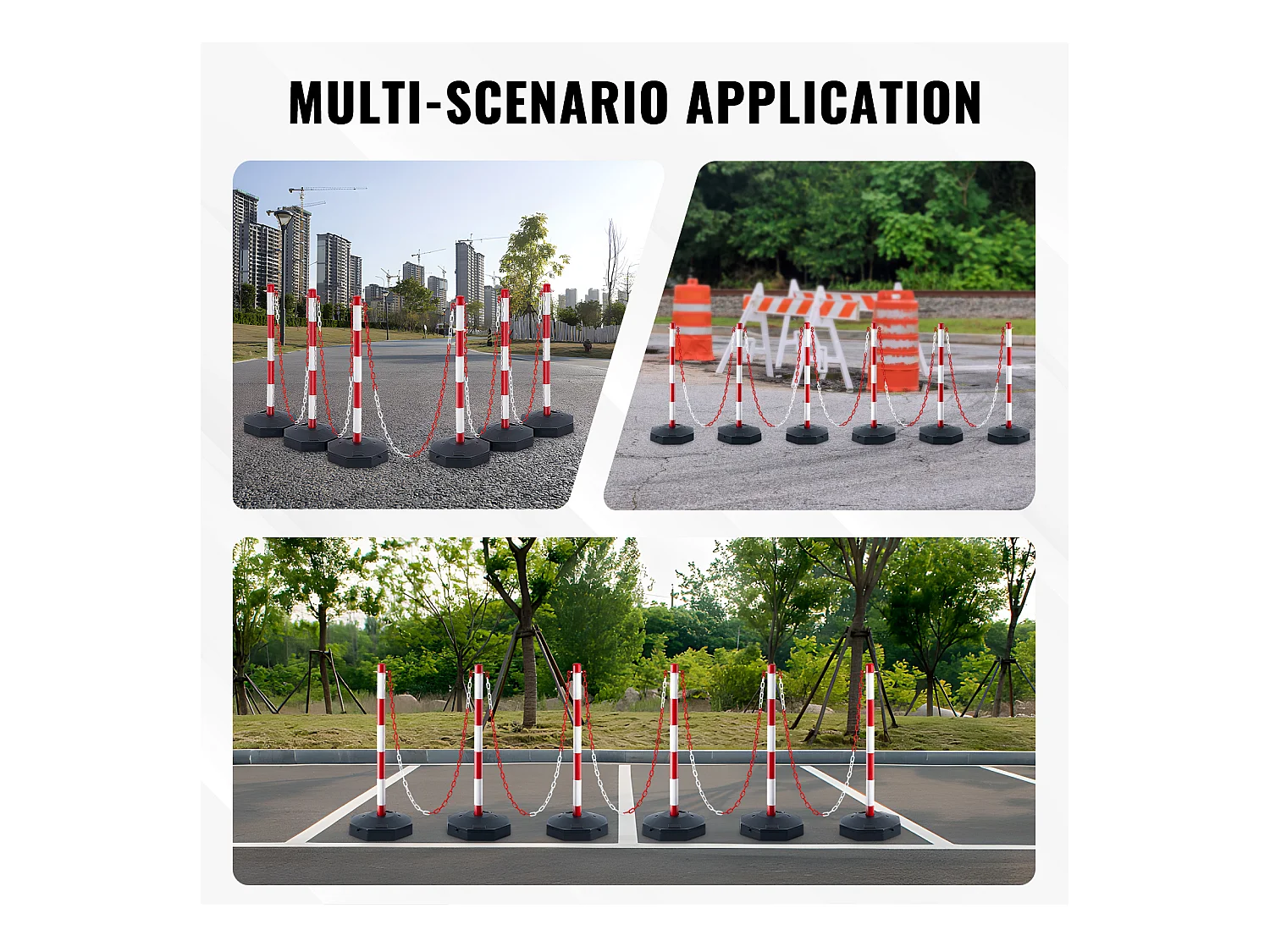 Verkeerspaal SucceBuy, 6 Stukken Verkeerspaal, Instelbare Hoogte, voor Verkeersbeheersing Bouwwerk Parkeerplaats