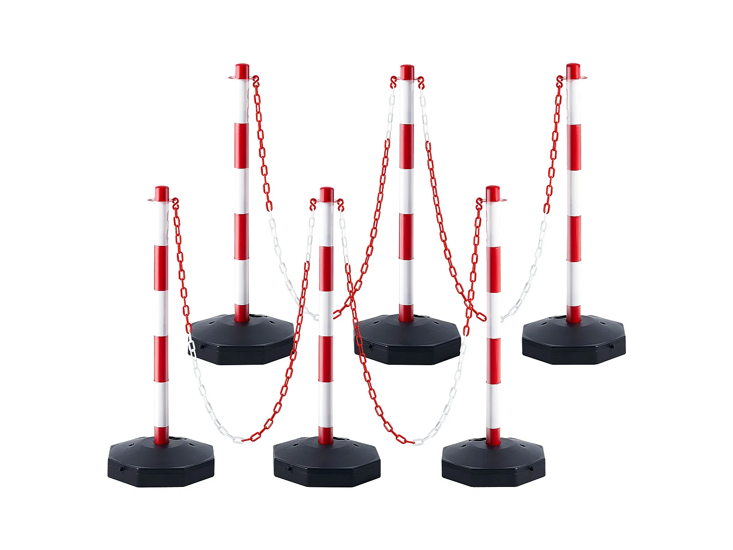 Verkeerspaal SucceBuy, 6 Stukken Verkeerspaal, Instelbare Hoogte, voor Verkeersbeheersing Bouwwerk Parkeerplaats