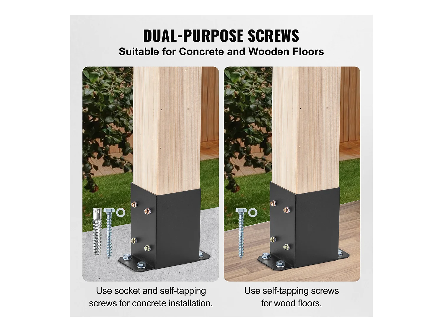 Support de Poteau SucceBuy, Lot de 10 Supports 10.16 x 10.16 cm, Ancrage de Clôture en Bois Robuste