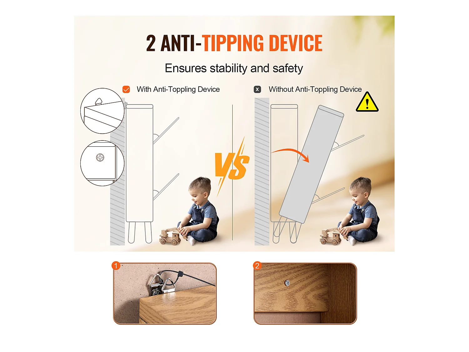 Meuble à Chaussures SucceBuy en Rotin avec 2 Tiroirs Rabattables et 1 Tiroir Coulissant