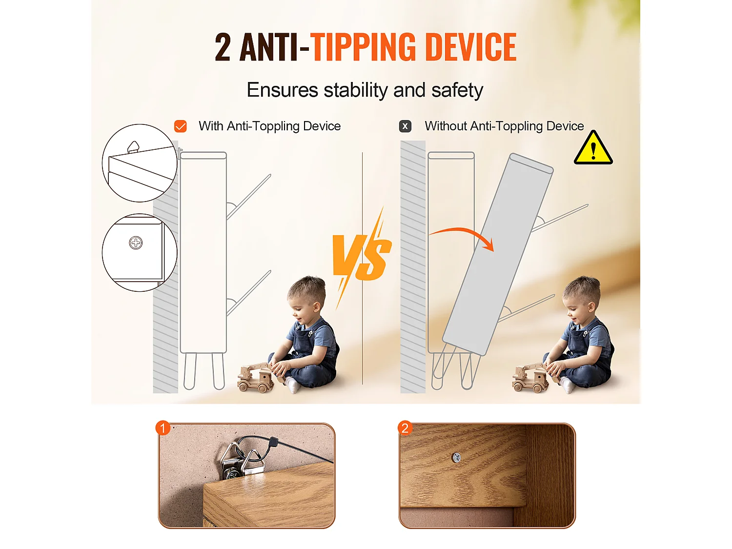 Meuble à Chaussures SucceBuy en Rotin avec 2 Tiroirs Rabattables et 1 Tiroir Coulissant