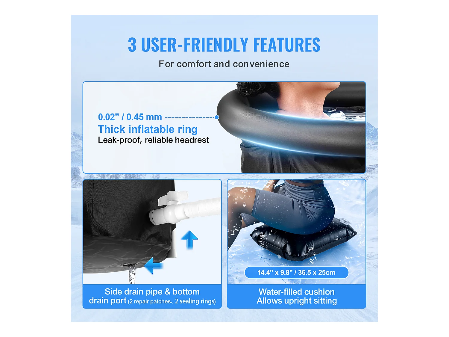 Wanna z Lodem SucceBuy, Przenośny Łazienki Chłodne 85 x 75 cm 330 L, z Pokrywką, dla Dorosłych, Zewnątrz, Dom, Sala Treningowa