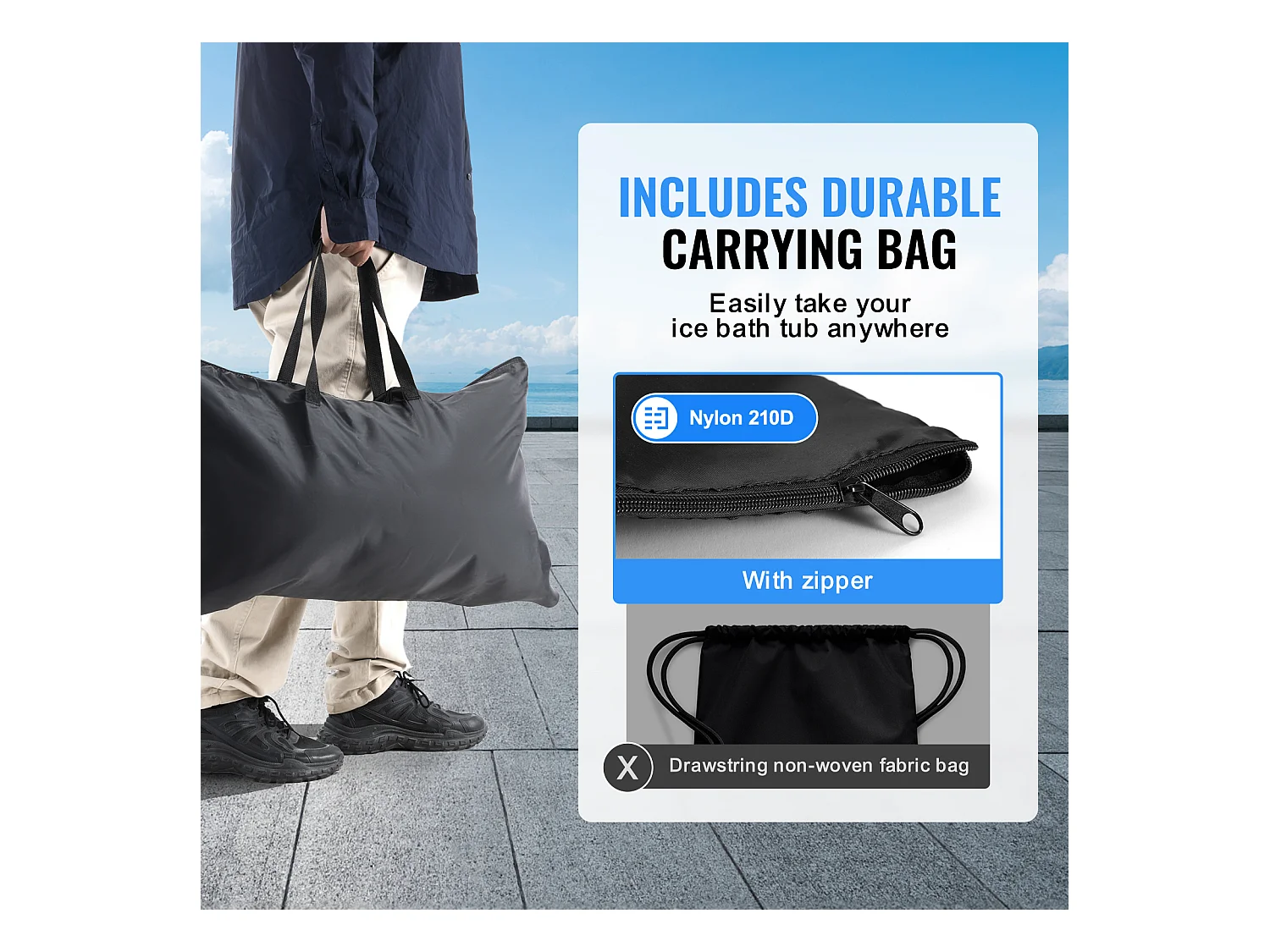 Wanna z Lodem SucceBuy, Przenośny Łazienki Chłodne 85 x 75 cm 330 L, z Pokrywką, dla Dorosłych, Zewnątrz, Dom, Sala Treningowa