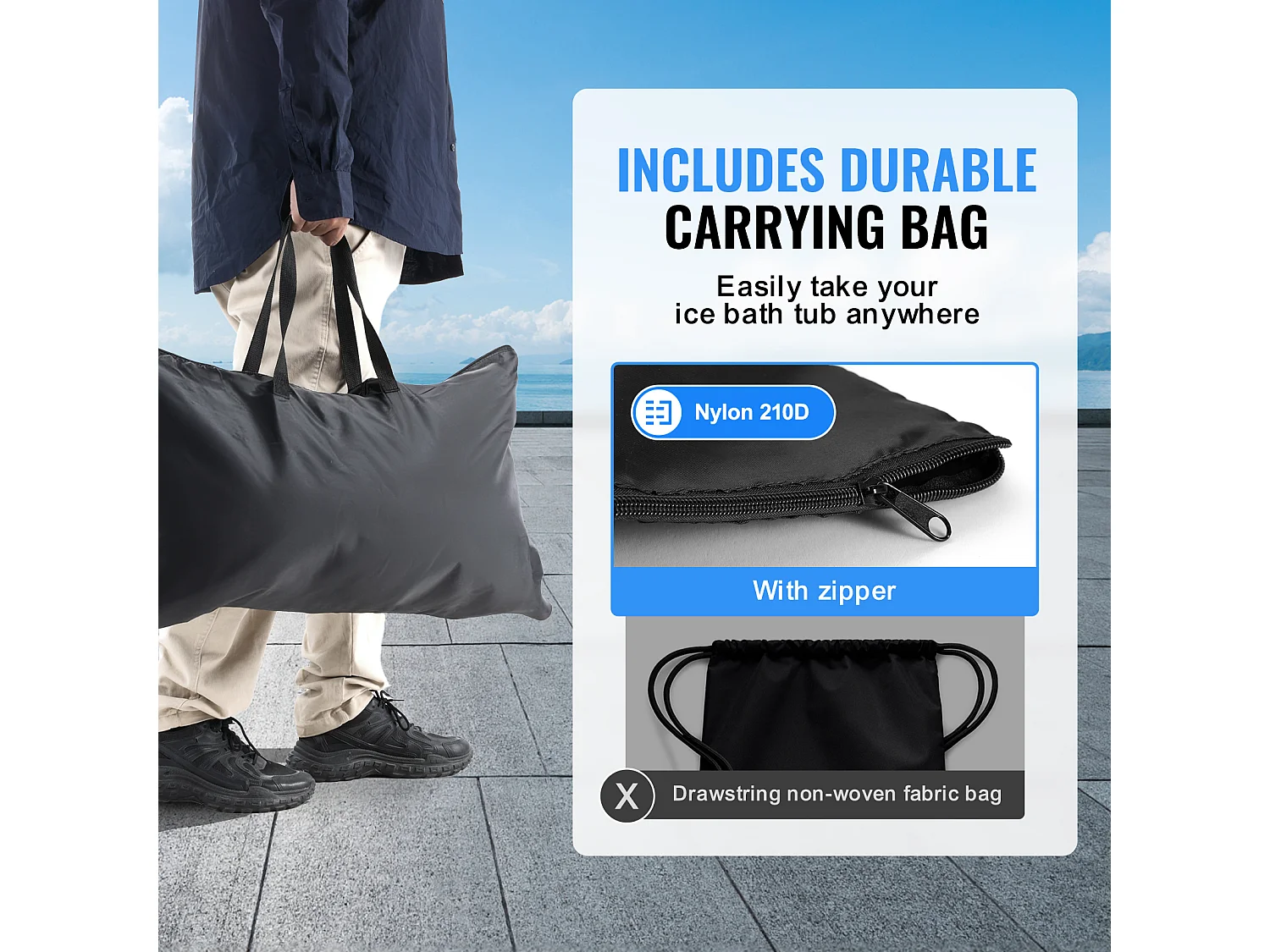 Baignoire à Glace SucceBuy, Bain Froid Portable 85 x 75 cm 330 L, avec Couvercle, pour Adulte, Extérieur, Maison, Salle de Sport