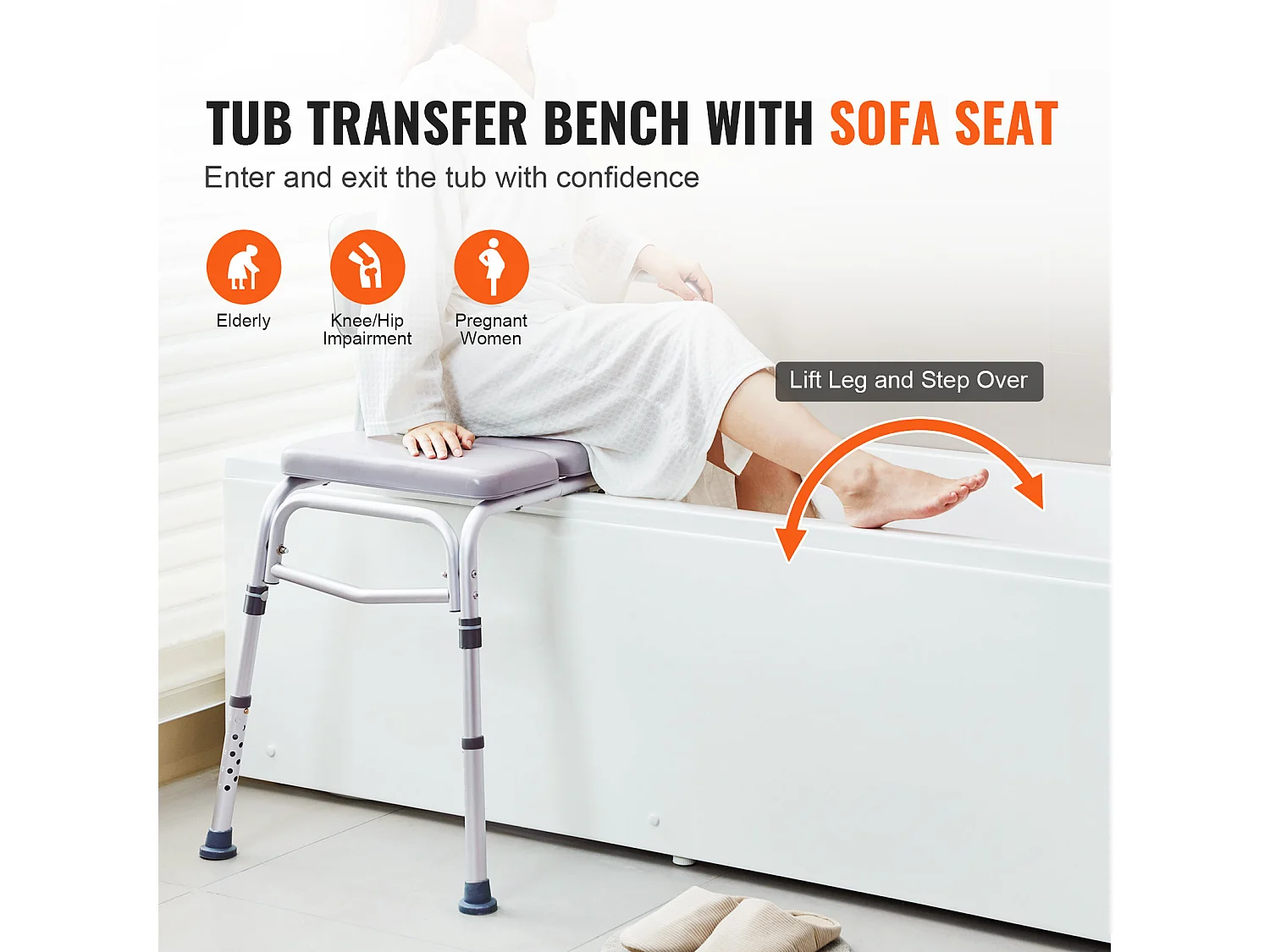 Sedile per Doccia SucceBuy | Banco di Trasferimento per Bagno, Schienale Ribaltabile, 226,8 kg