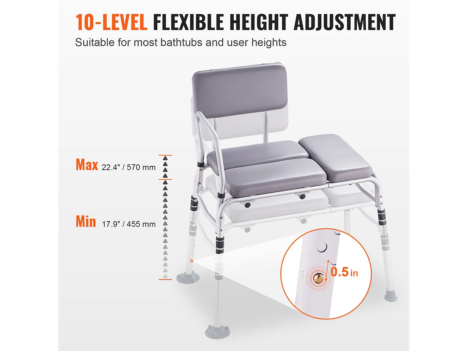 Sedile per Doccia SucceBuy | Banco di Trasferimento per Bagno, Schienale Ribaltabile, 226,8 kg