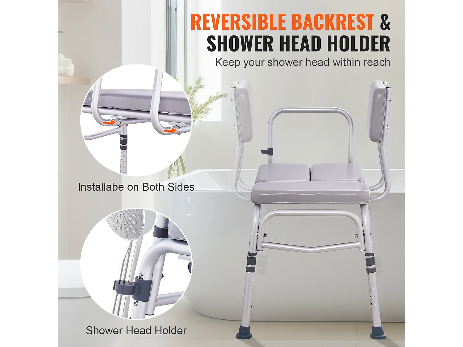 Sedile per Doccia SucceBuy | Banco di Trasferimento per Bagno, Schienale Ribaltabile, 226,8 kg