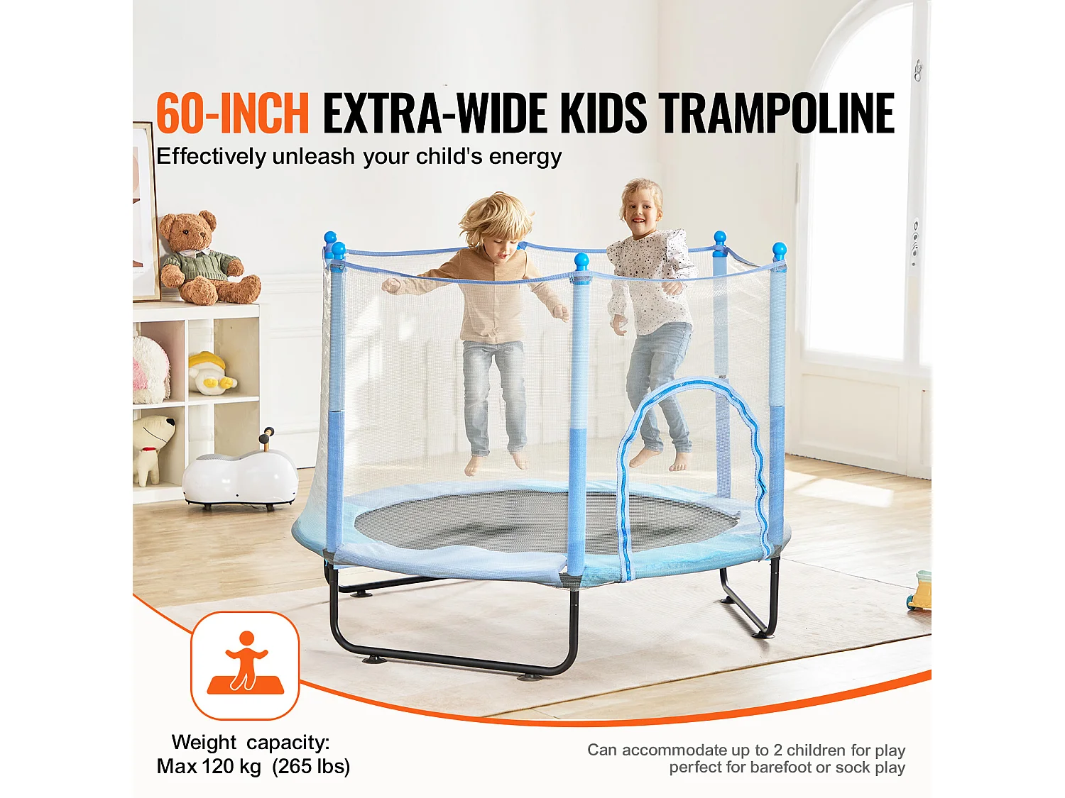 Trampoline SucceBuy Trampoline pour Enfants 152.5CM, Mini Trampoline pour Tout-Petits avec Filet, Intérieur et Extérieur