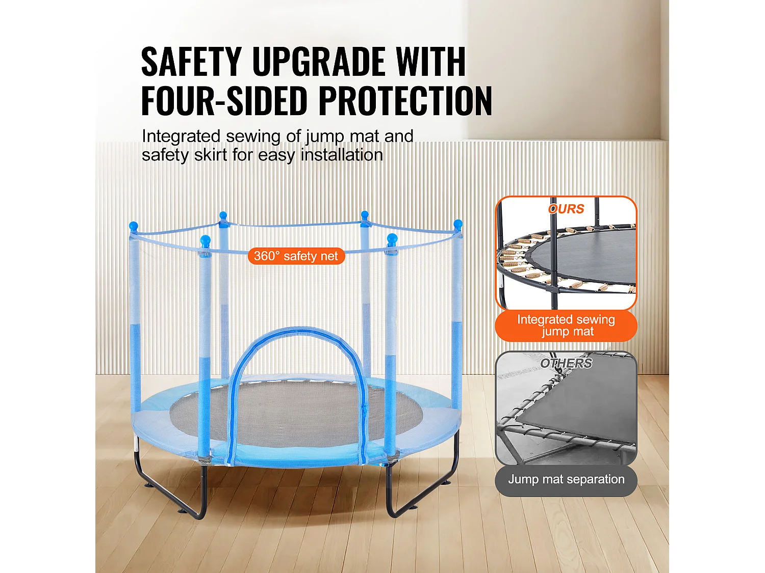 Trampoline SucceBuy Trampoline pour Enfants 152.5CM, Mini Trampoline pour Tout-Petits avec Filet, Intérieur et Extérieur