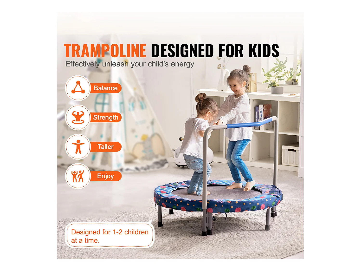 Trampoline SucceBuy Trampoline 91.5cm pour Enfants, Mini Trampoline Pliable pour Tout-Petits pour une Utilisation Intérieure et Extérieure