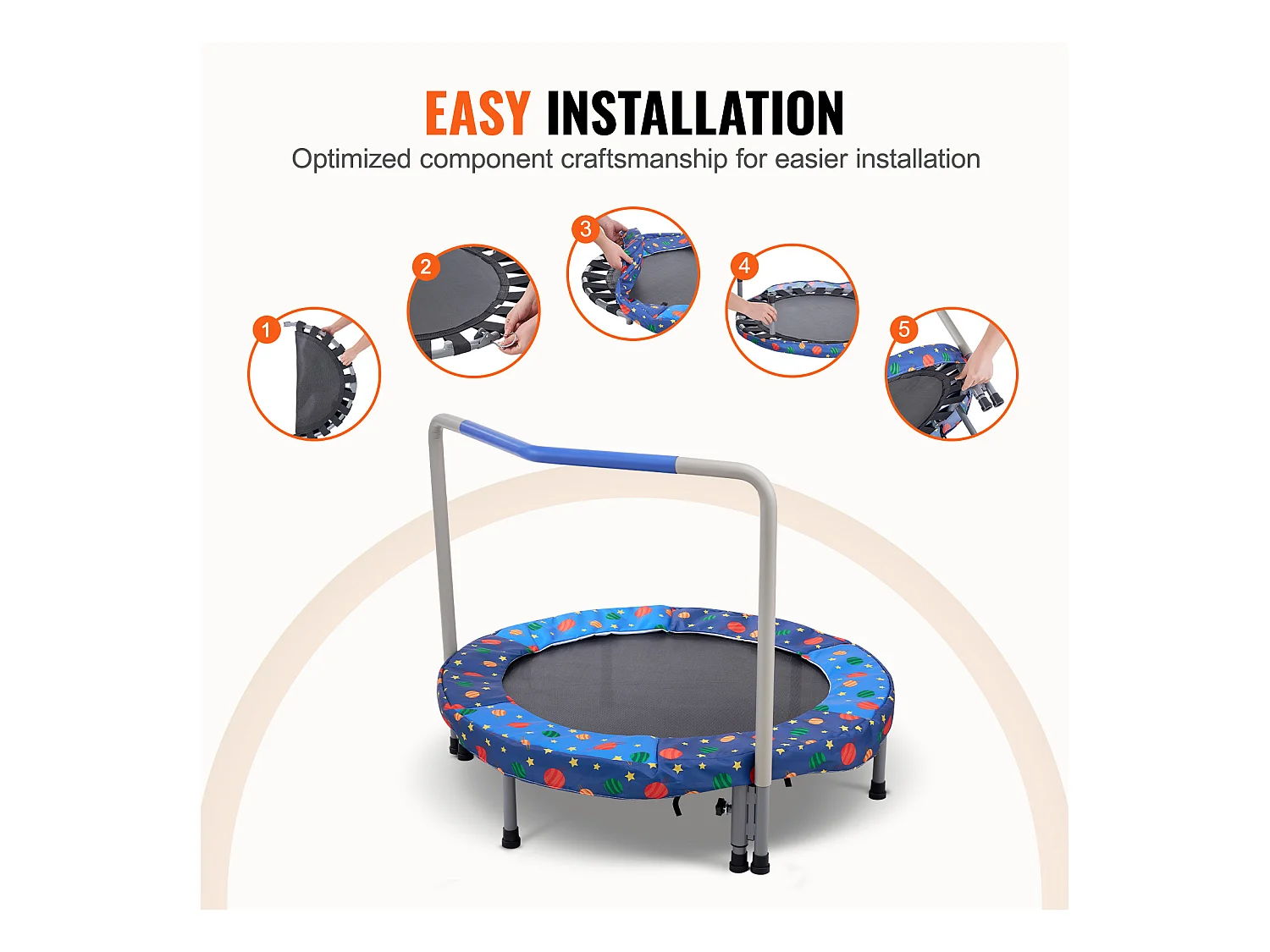 Trampoline SucceBuy Trampoline 91.5cm pour Enfants, Mini Trampoline Pliable pour Tout-Petits pour une Utilisation Intérieure et Extérieure