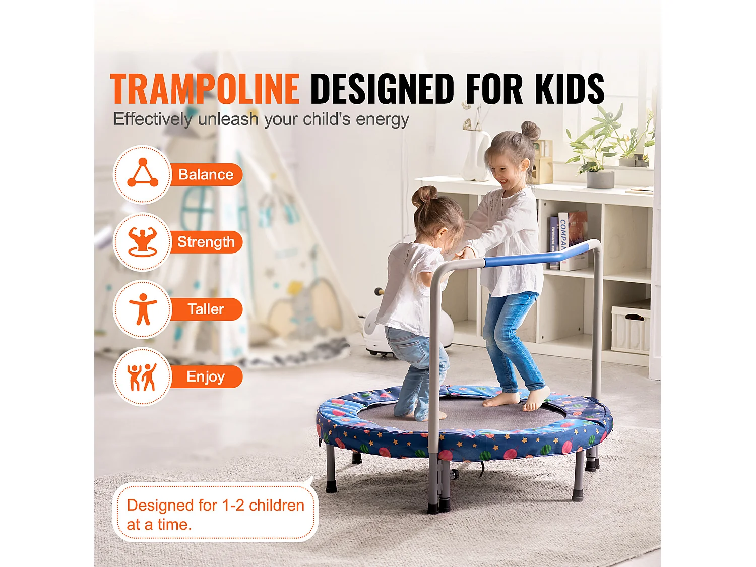 Trampoline SucceBuy Trampoline 91.5cm pour Enfants, Mini Trampoline Pliable pour Tout-Petits pour une Utilisation Intérieure et Extérieure