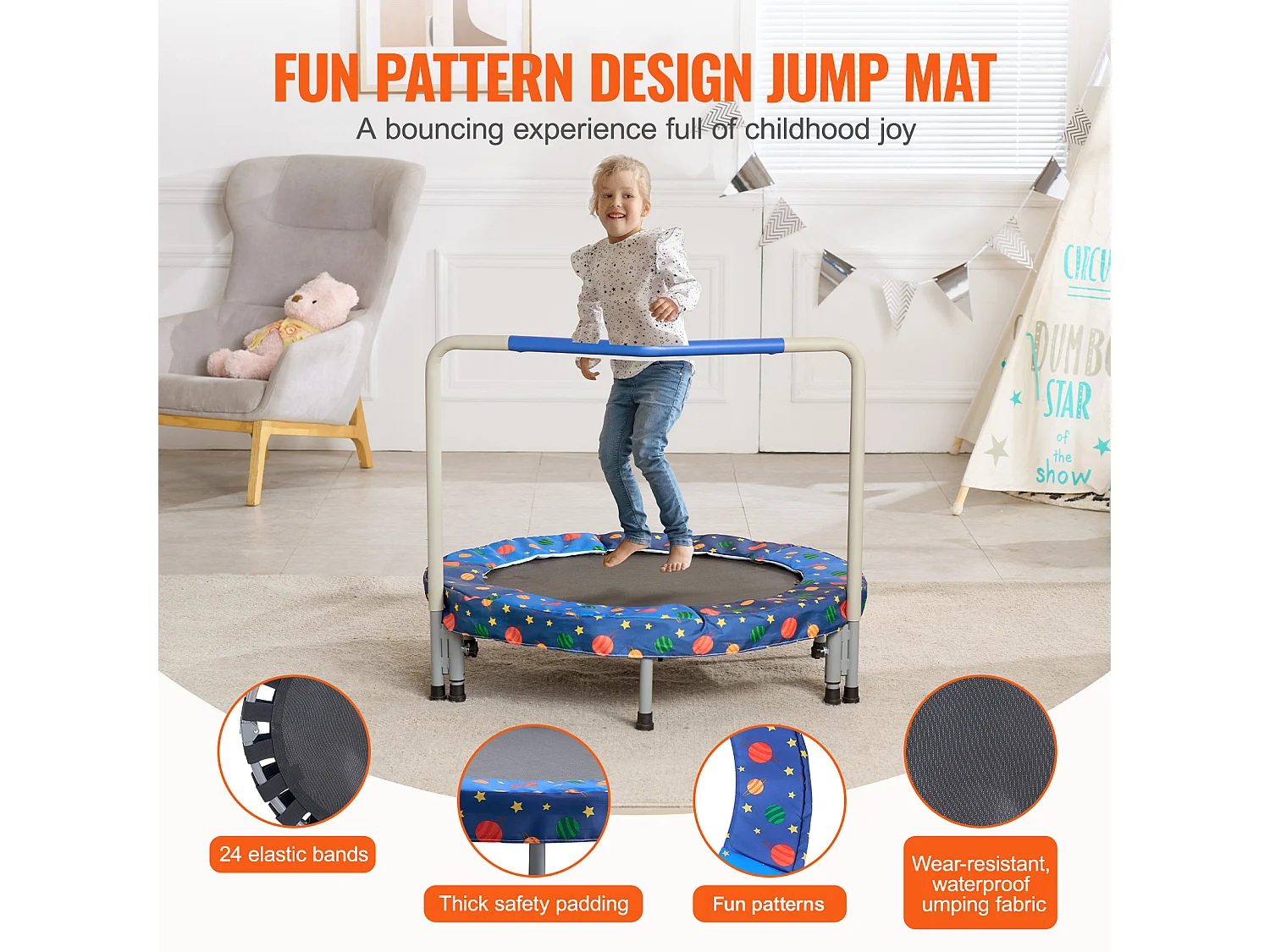 Trampoline SucceBuy Trampoline 91.5cm pour Enfants, Mini Trampoline Pliable pour Tout-Petits pour une Utilisation Intérieure et Extérieure