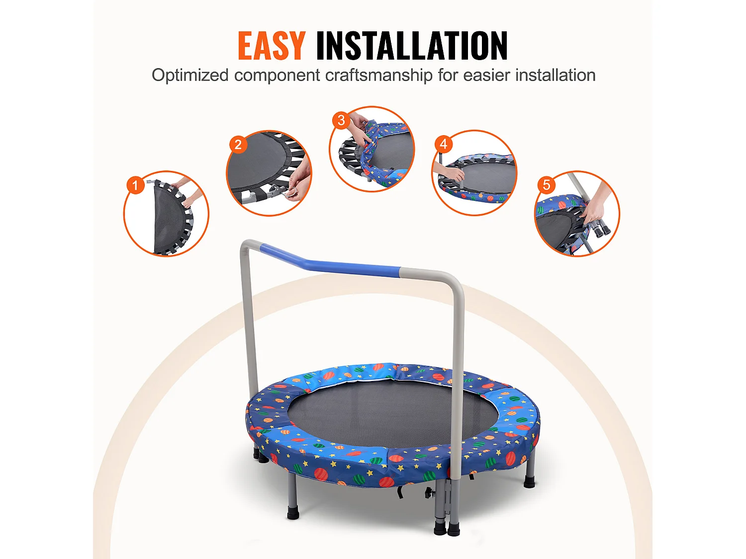 Trampoline SucceBuy Trampoline 91.5cm pour Enfants, Mini Trampoline Pliable pour Tout-Petits pour une Utilisation Intérieure et Extérieure