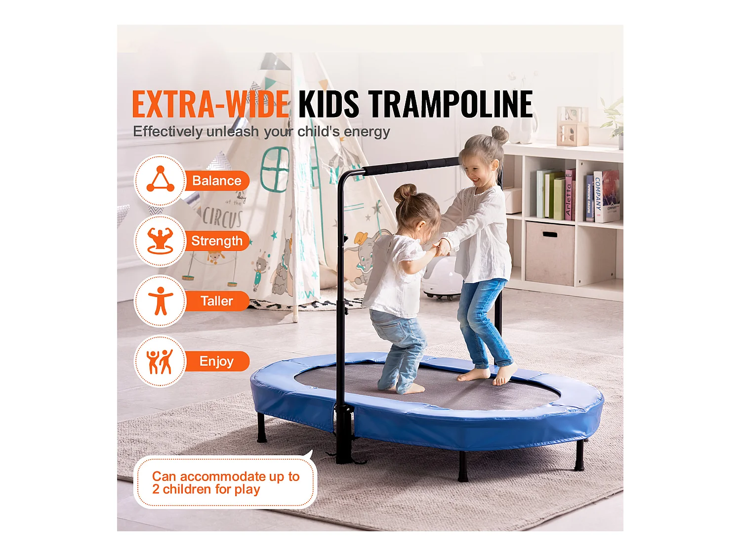 Trampoline SucceBuy Trampoline 142cm pour Enfants, Mini Trampoline Pliable pour Tout-Petits pour une Utilisation Intérieure et Extérieure