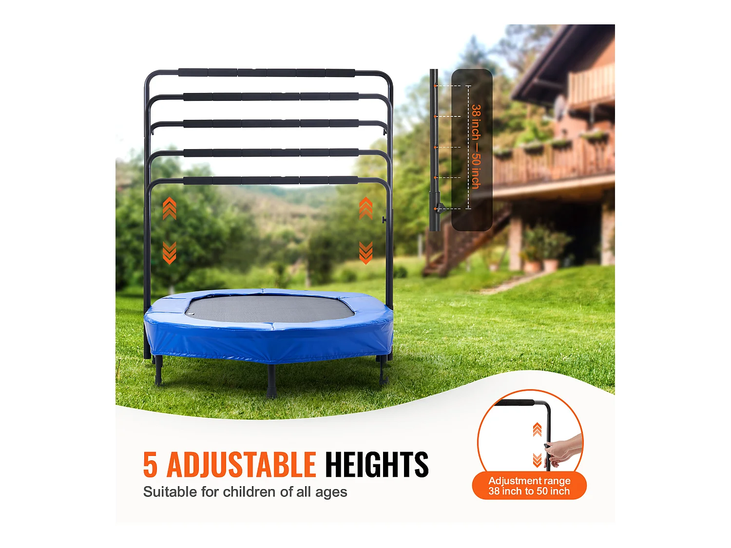 Trampoline SucceBuy Trampoline 142cm pour Enfants, Mini Trampoline Pliable pour Tout-Petits pour une Utilisation Intérieure et Extérieure