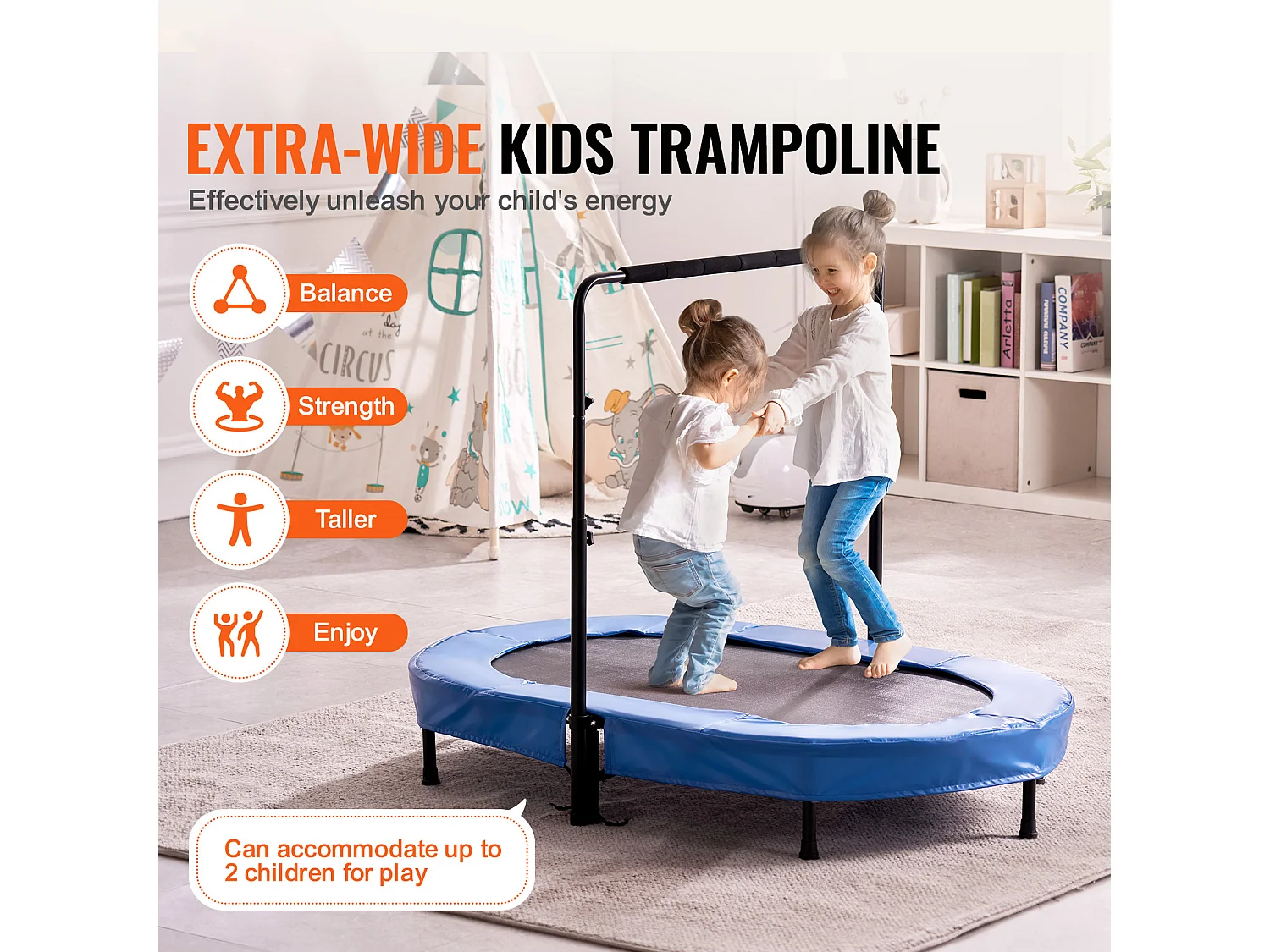 Trampoline SucceBuy Trampoline 142cm pour Enfants, Mini Trampoline Pliable pour Tout-Petits pour une Utilisation Intérieure et Extérieure