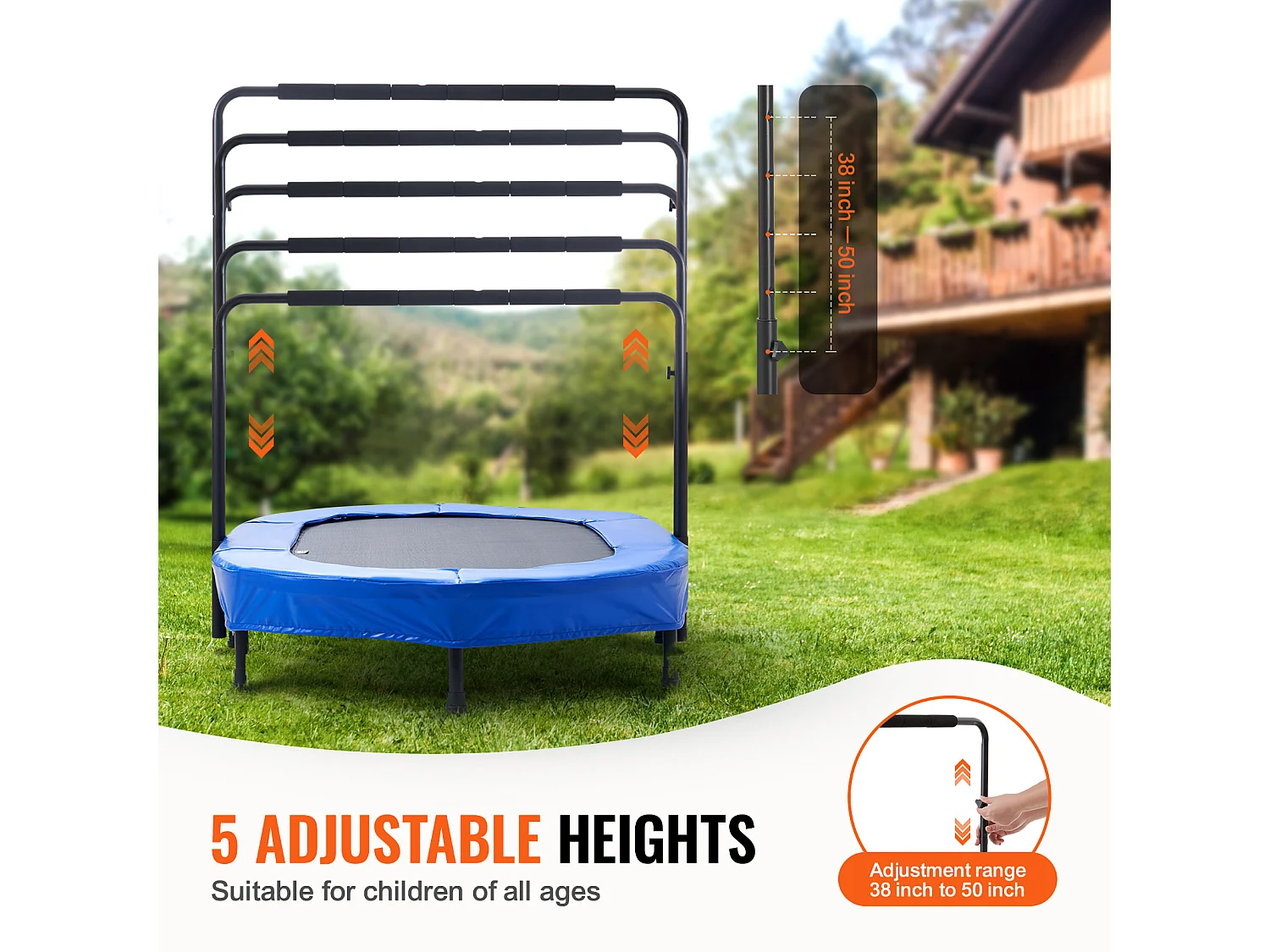 Trampoline SucceBuy Trampoline 142cm pour Enfants, Mini Trampoline Pliable pour Tout-Petits pour une Utilisation Intérieure et Extérieure