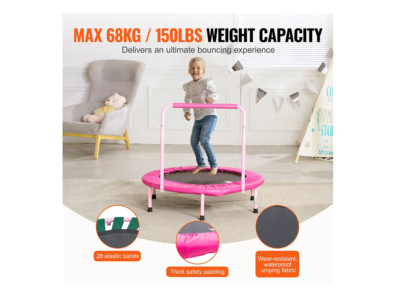 Trampoline SucceBuy Trampoline 91,5 cm Kindertrampoline voor Plezier