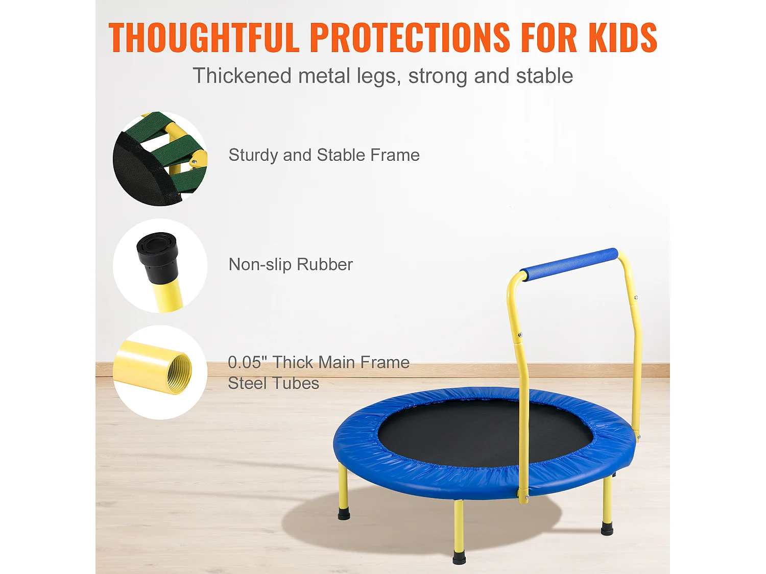 Trampoline SucceBuy Trampoline 3 pieds pour Enfants Intérieur/Extérieur Pliable