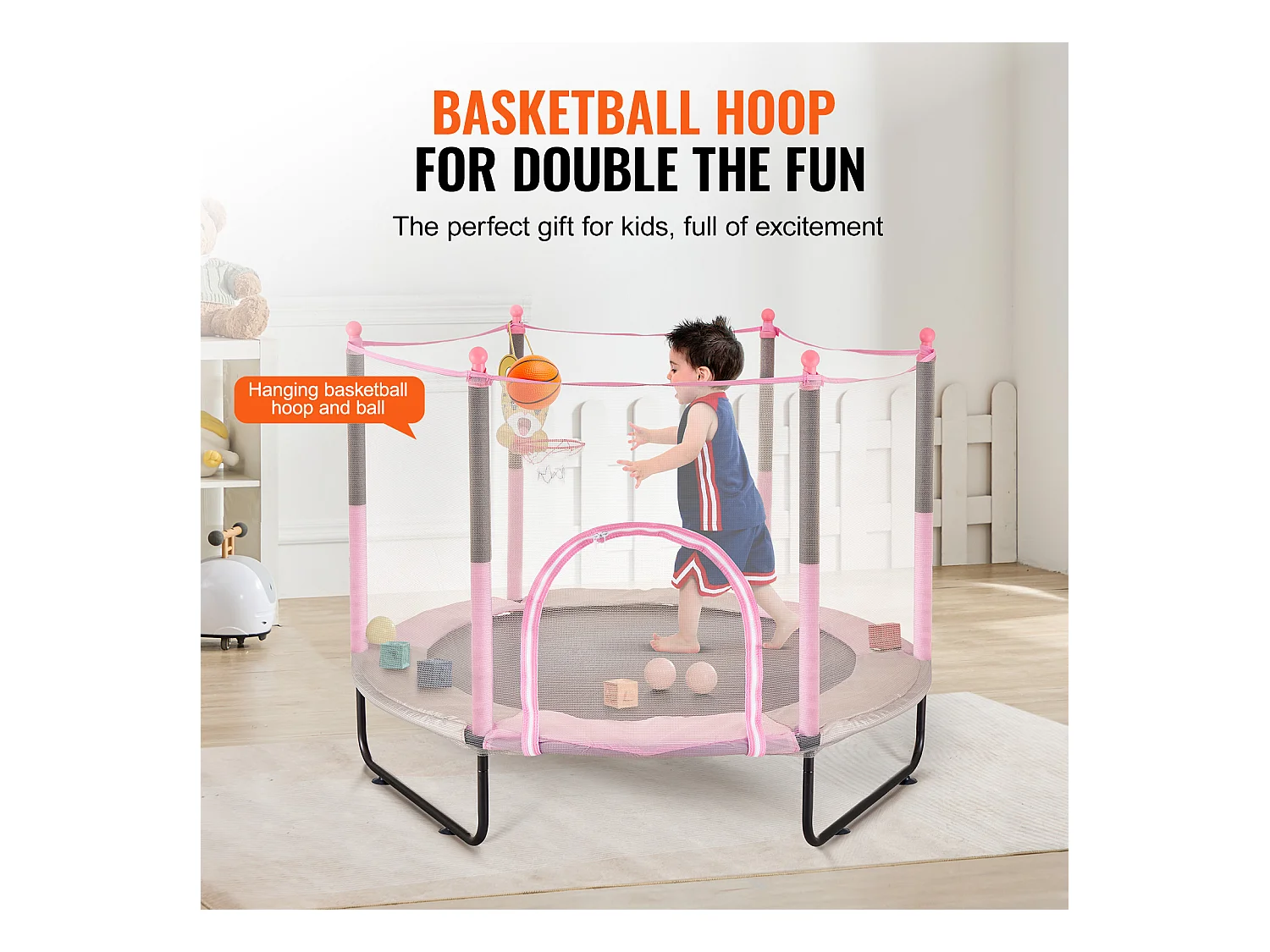 Trampoline SucceBuy Trampoline pour Enfants 152.5cm, Mini-Tout-Petit avec Filet, Intérieur/Extérieur