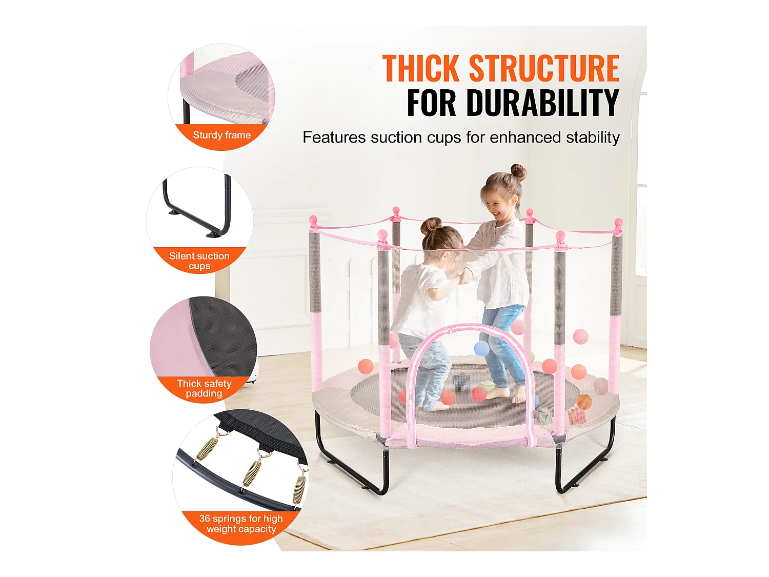 Trampoline SucceBuy Trampoline pour Enfants 152.5cm, Mini-Tout-Petit avec Filet, Intérieur/Extérieur