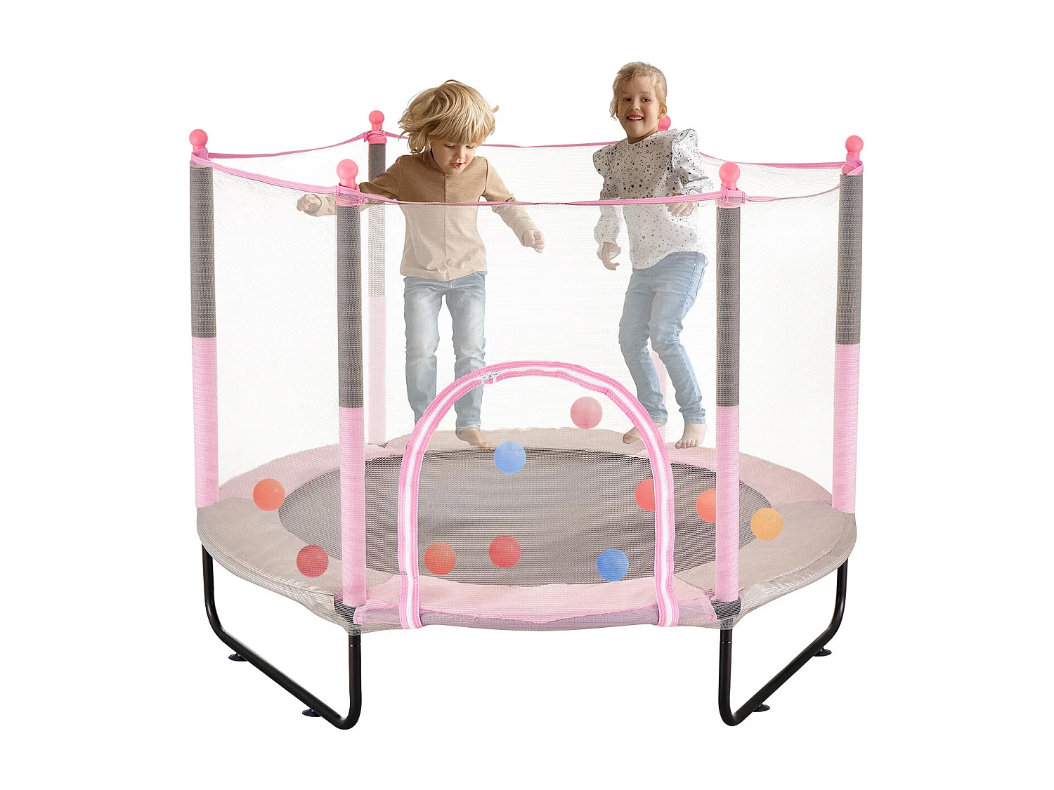 Trampolim SucceBuy Trampolim para Crianças 152.5CM Mini Trampolim para Crianças com Rede de Proteção para Interior/Exterior