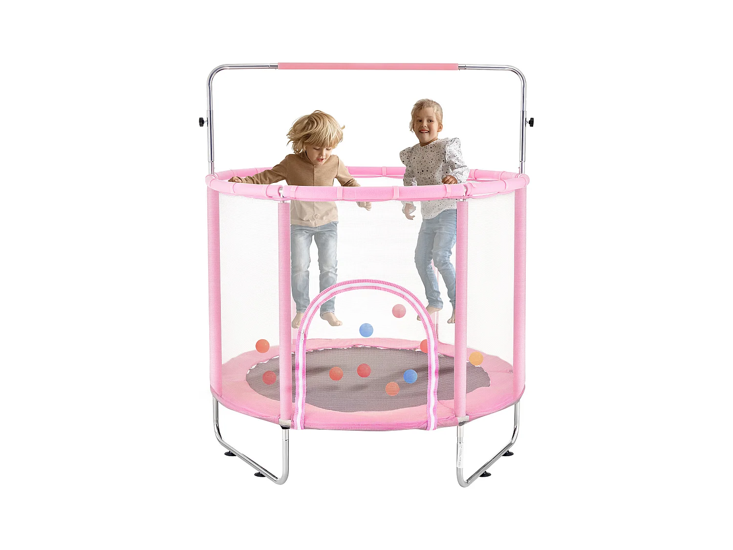 Trampolin SucceBuy Trampolin Kindertrampolin 140 cm, Mini-Kleinkindtrampolin mit Sicherheitsnetz, für drinnen und draußen