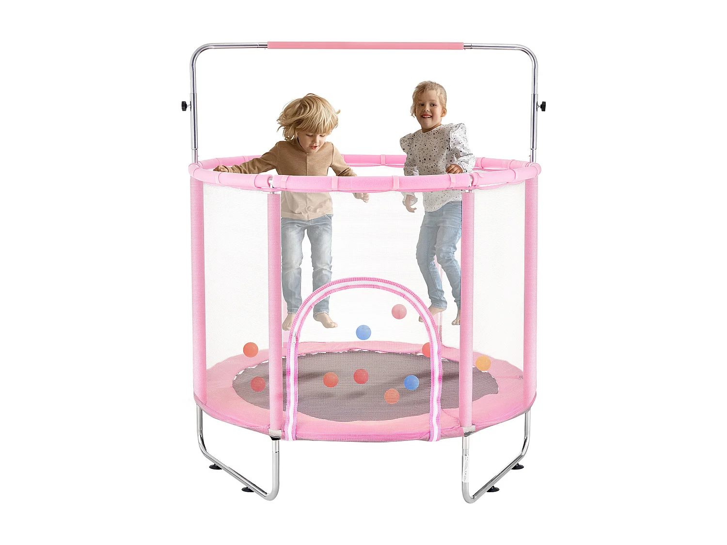 Trampolim SucceBuy Trampolim Infantil 140 cm, Mini Trampolim Infantil com Rede de Proteção, Interior e Exterior