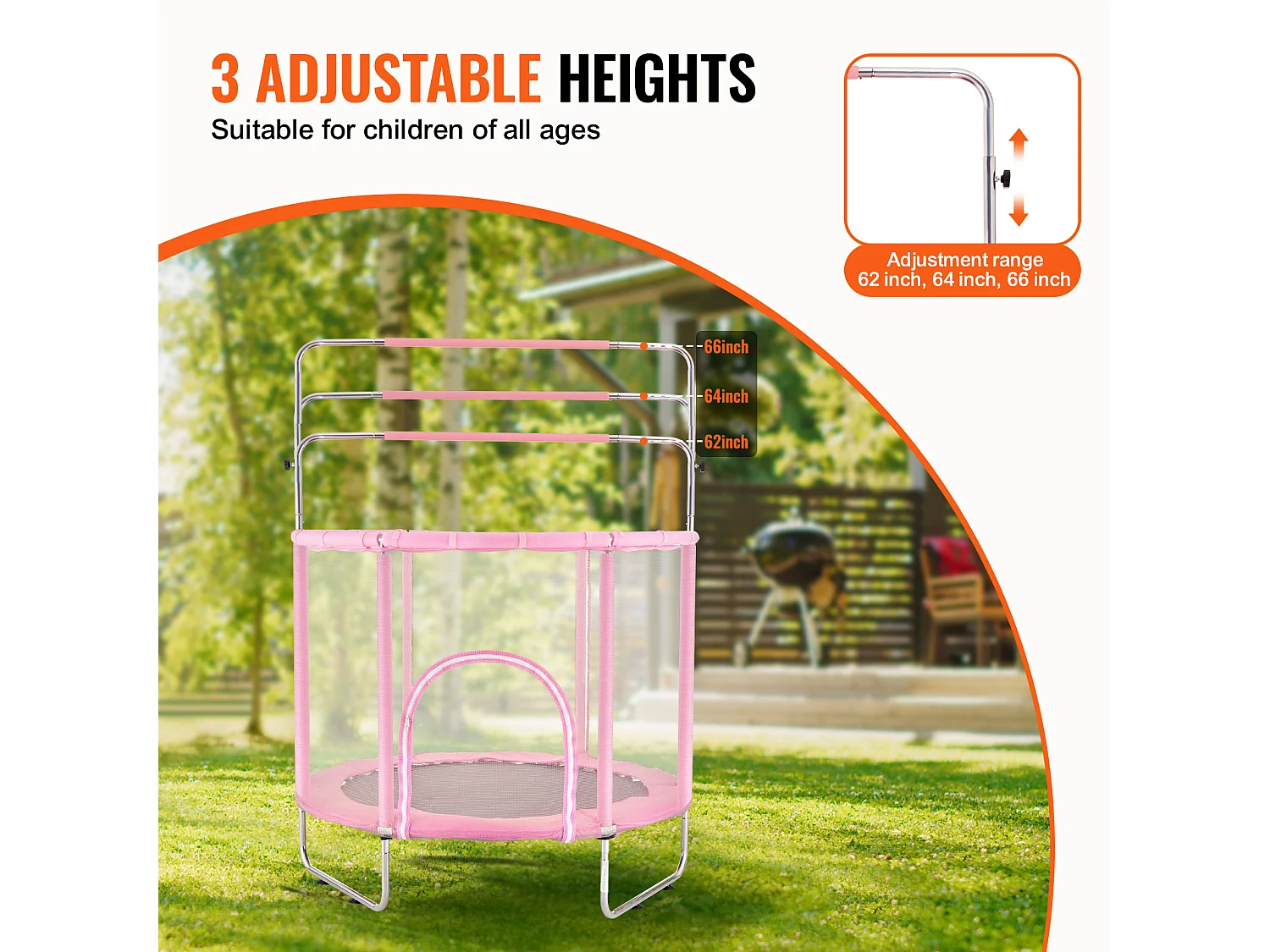 Trampolim SucceBuy Trampolim Infantil 140 cm, Mini Trampolim Infantil com Rede de Proteção, Interior e Exterior