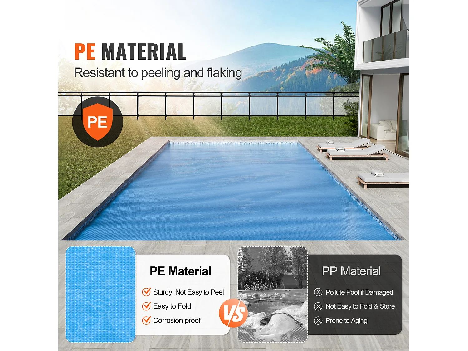 Couverture de Piscine, SucceBuy Couverture Solaire pour Piscine 853 x 427 cm pour Piscines 8 mil