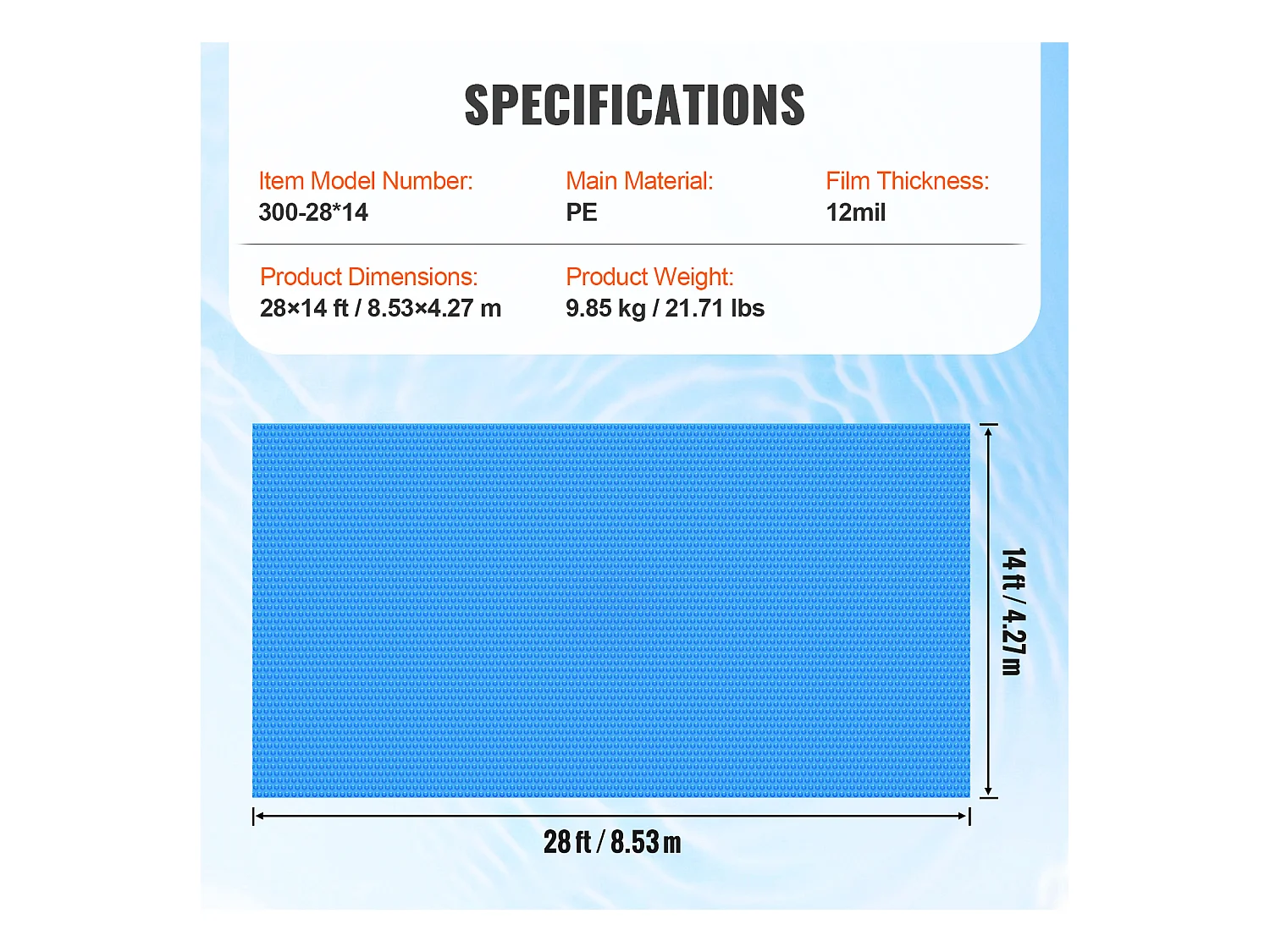 Couverture de Piscine, SucceBuy Couverture Solaire pour Piscine 853 x 427 cm pour Piscines 12 mil