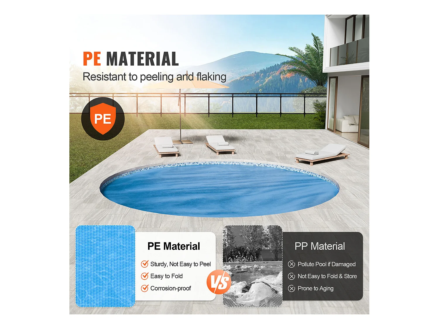 Couverture de Piscine, SucceBuy Couverture de Piscine Solaire Φ305 cm Ronde pour Piscines