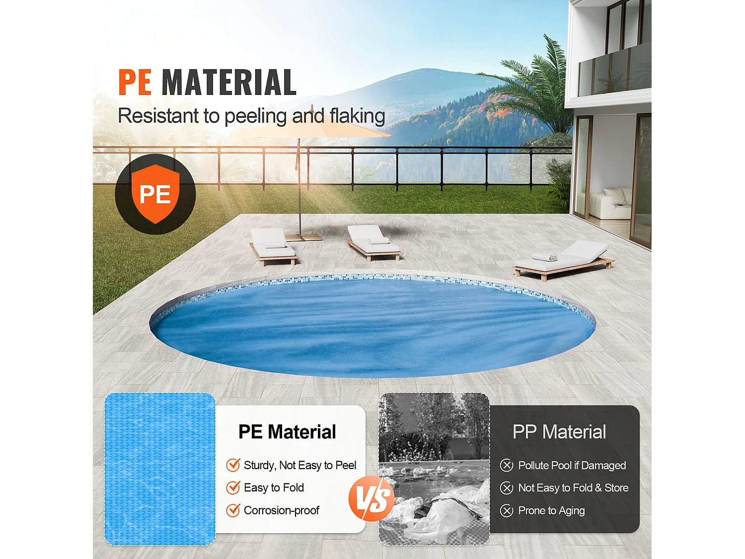 Couverture de Piscine, SucceBuy Couverture de Piscine Solaire Φ305 cm Ronde pour Piscines