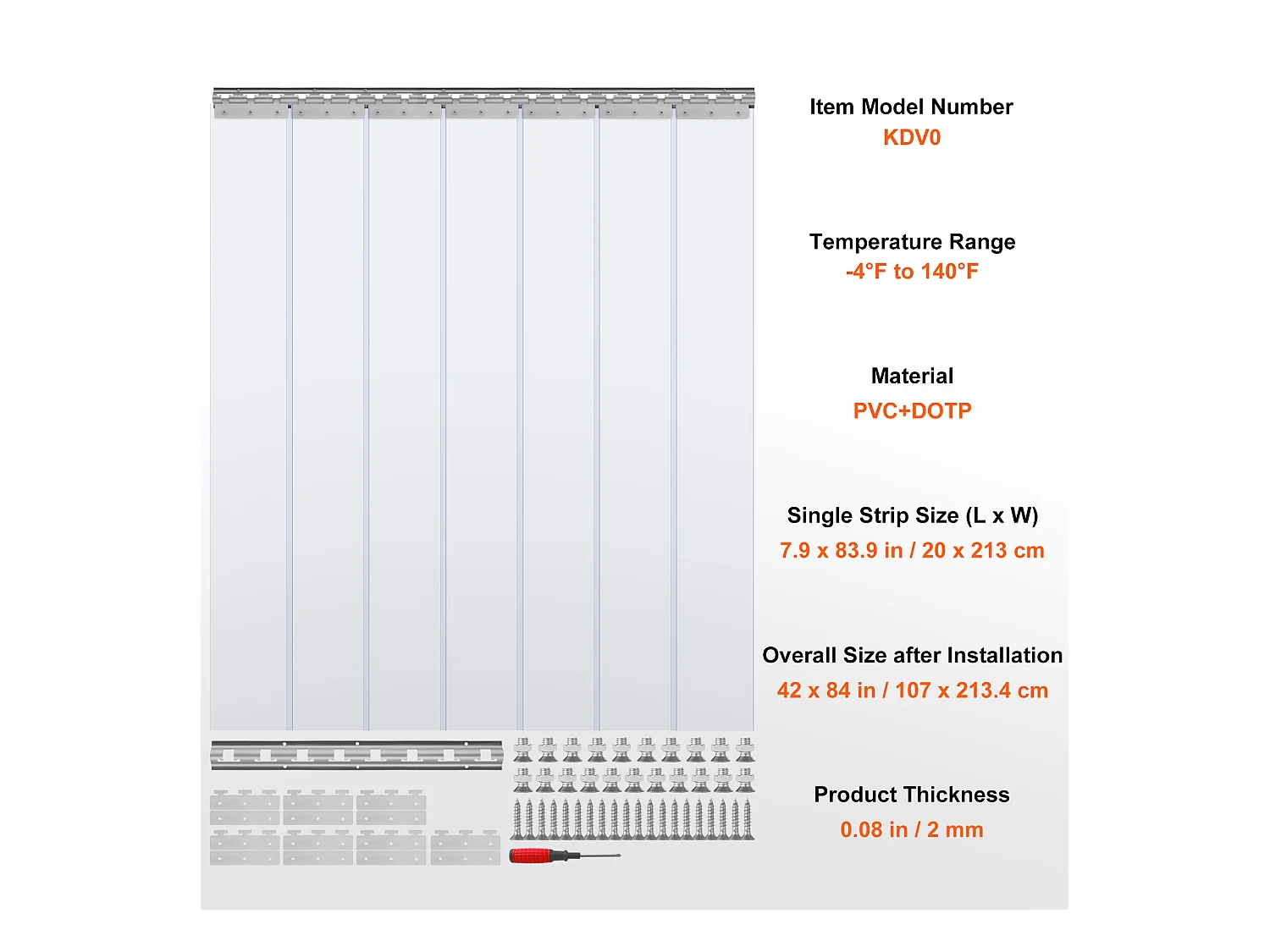 Poruszka Drzwi SucceBuy Poruszka z Paskami PVC dla Drzwi Lodówki 106.7 X 213.4 CM, Transparentny Plastyk