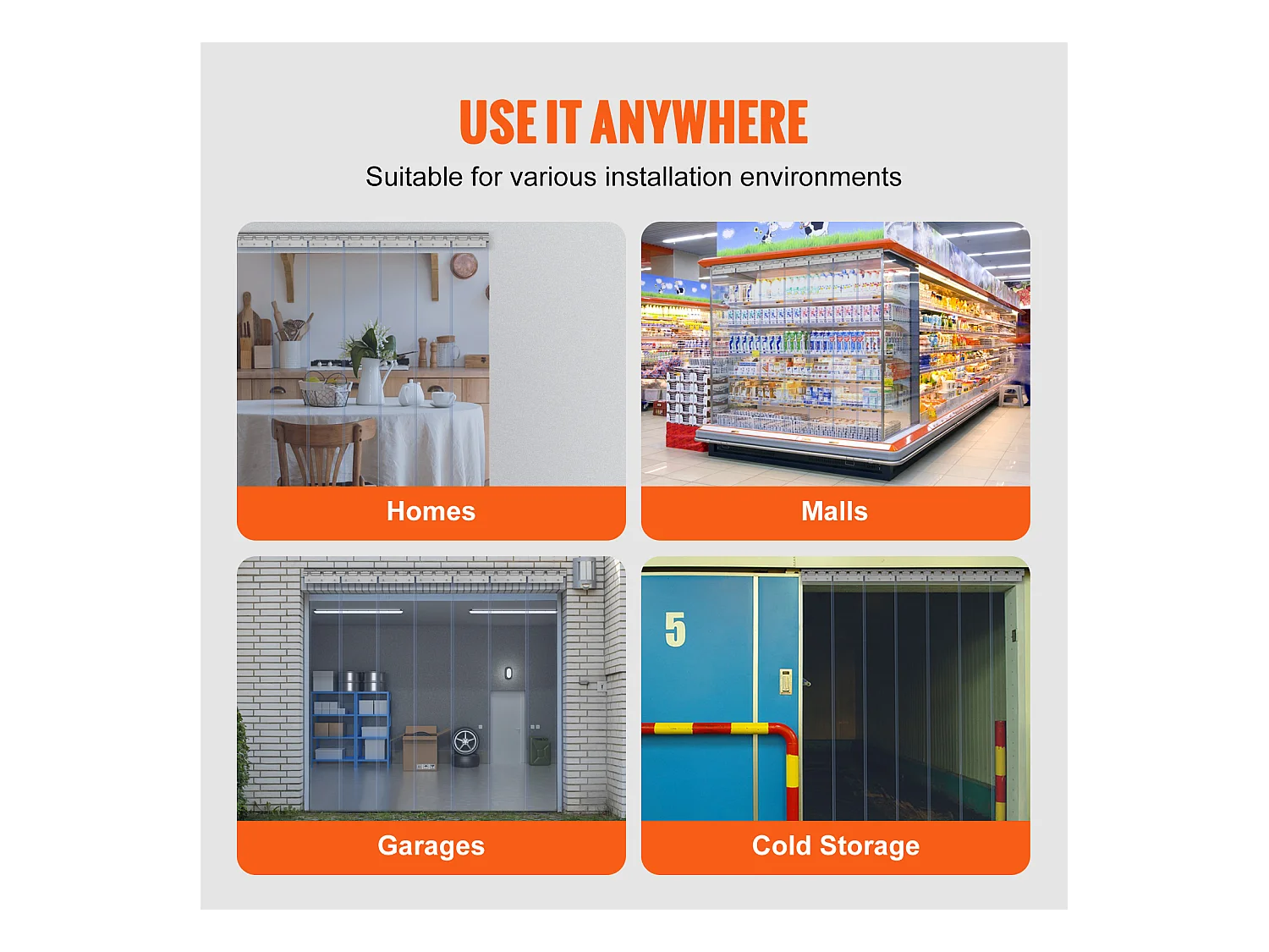 Poruszka Drzwi SucceBuy Poruszka z Paskami PVC dla Drzwi Lodówki 106.7 X 213.4 CM, Transparentny Plastyk