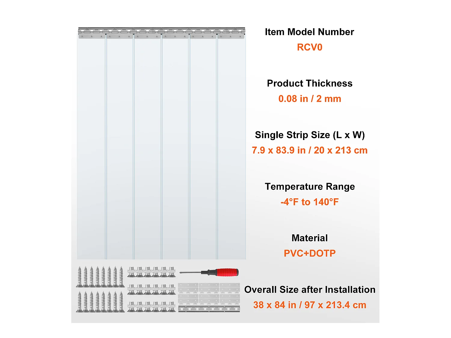 Poruszka Drzwi SucceBuy Poruszka z Paski PVC 97CM X 213.4CM Transparentna Plastikowa Lada Mroźnia