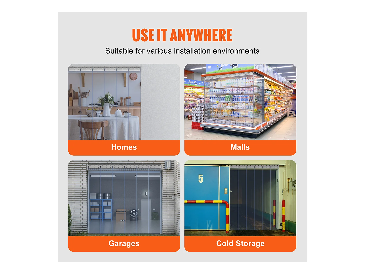 Poruszka Drzwi SucceBuy Poruszka z Paski PVC 97CM X 213.4CM Transparentna Plastikowa Lada Mroźnia