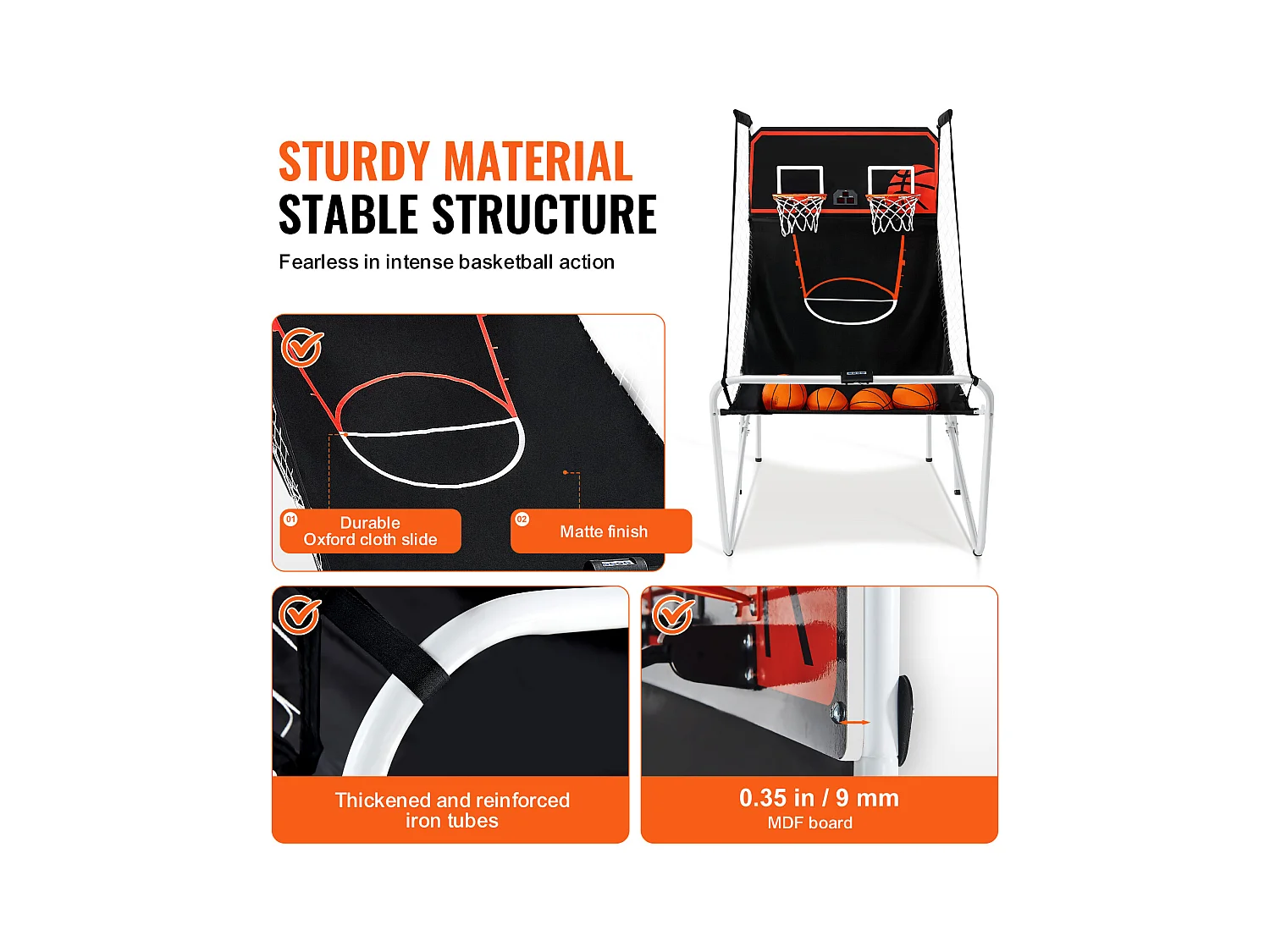 Panier de Basketball, SucceBuy Jeu d'Arcade de Basket-Ball Pliable Indoor Double Shot, 2 Joueurs, 4 Balles