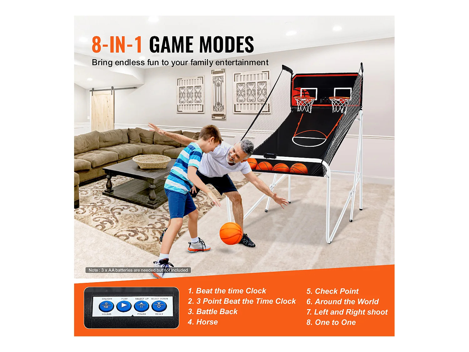 Panier de Basketball, SucceBuy Jeu d'Arcade de Basket-Ball Pliable Indoor Double Shot, 2 Joueurs, 4 Balles