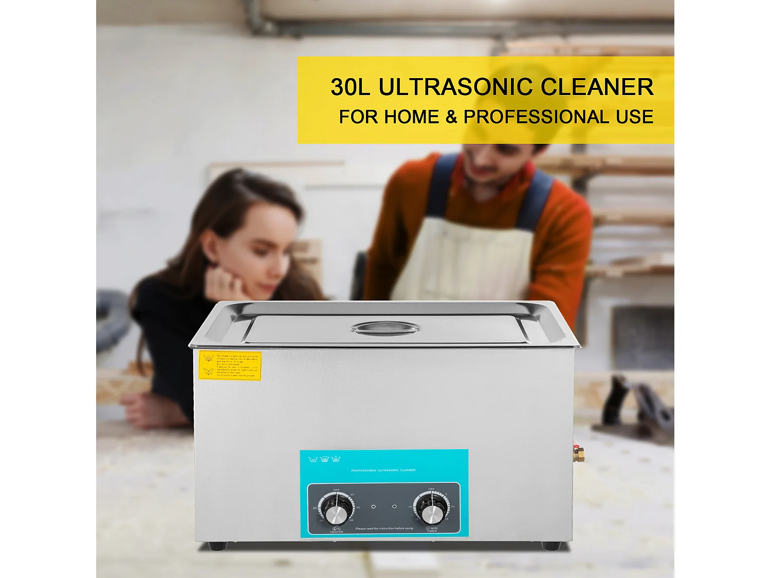 Nettoyeur SucceBuy 30L Nettoyeur Ultrasonique pour Bijoux, Minuterie de Chauffage, Bagues de Lunettes, Dentiers, 220V, Argent