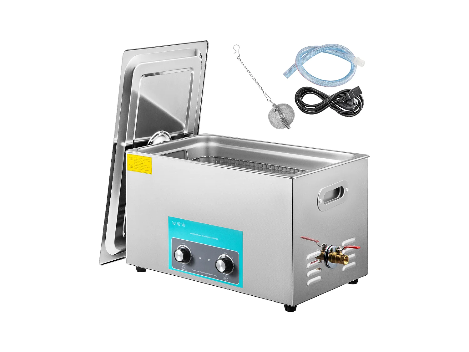 Ultrasoonreiniger SucceBuy 30L Ultrasoon Reiniger voor Sieraden, Verwarmingstimer, Brillenringen, Kunstgebitten, 220V, Zilver