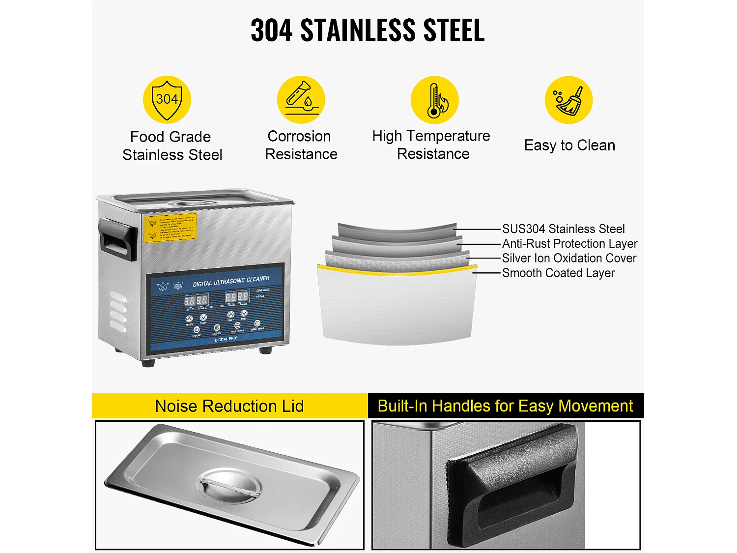 Nettoyeur SucceBuy Nettoyeur Ultrasonique 6L à Double Fréquence avec Chauffage 28/40KHz