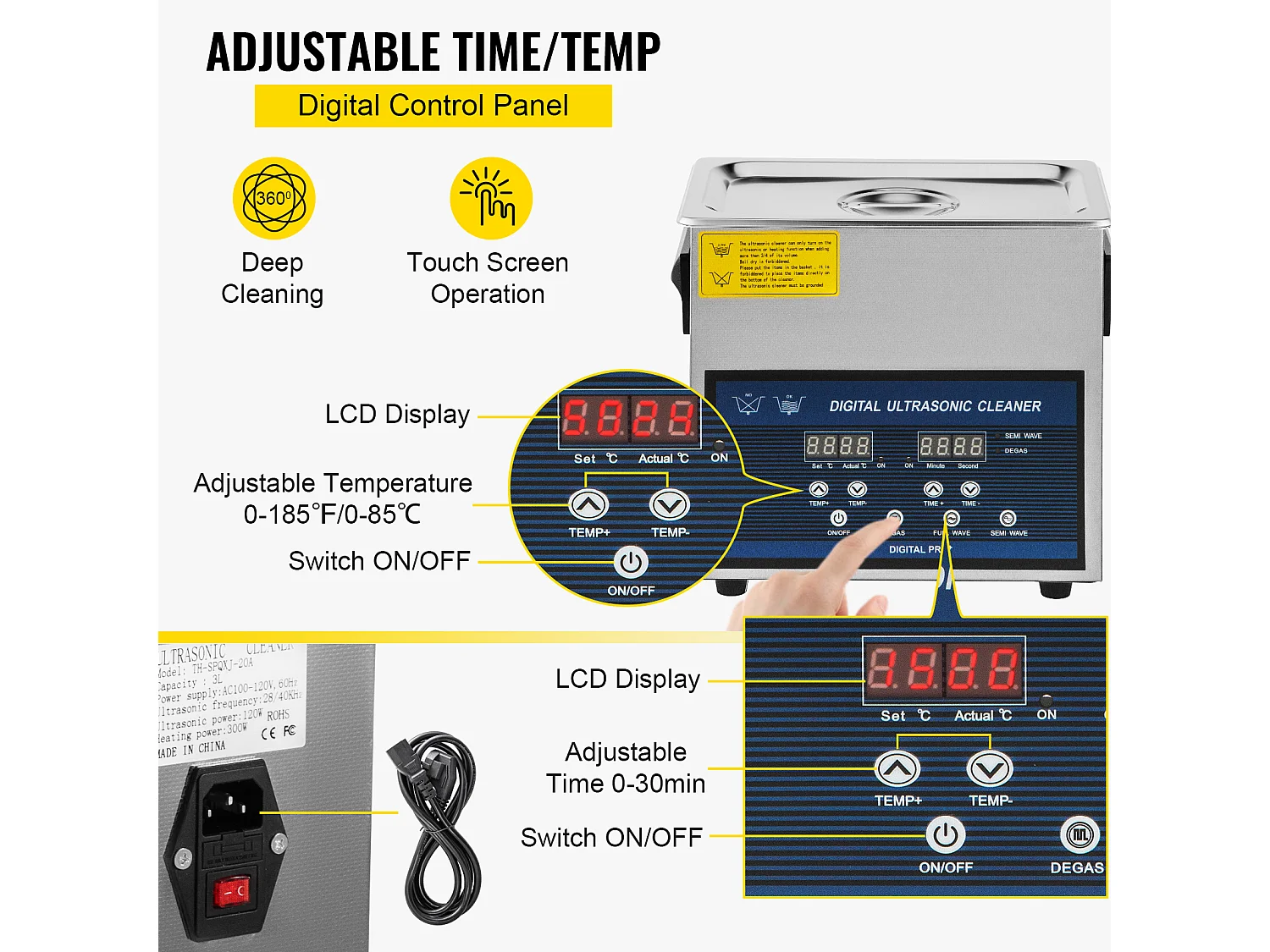 Nettoyeur SucceBuy Nettoyeur Ultrasonique 6L à Double Fréquence avec Chauffage 28/40KHz
