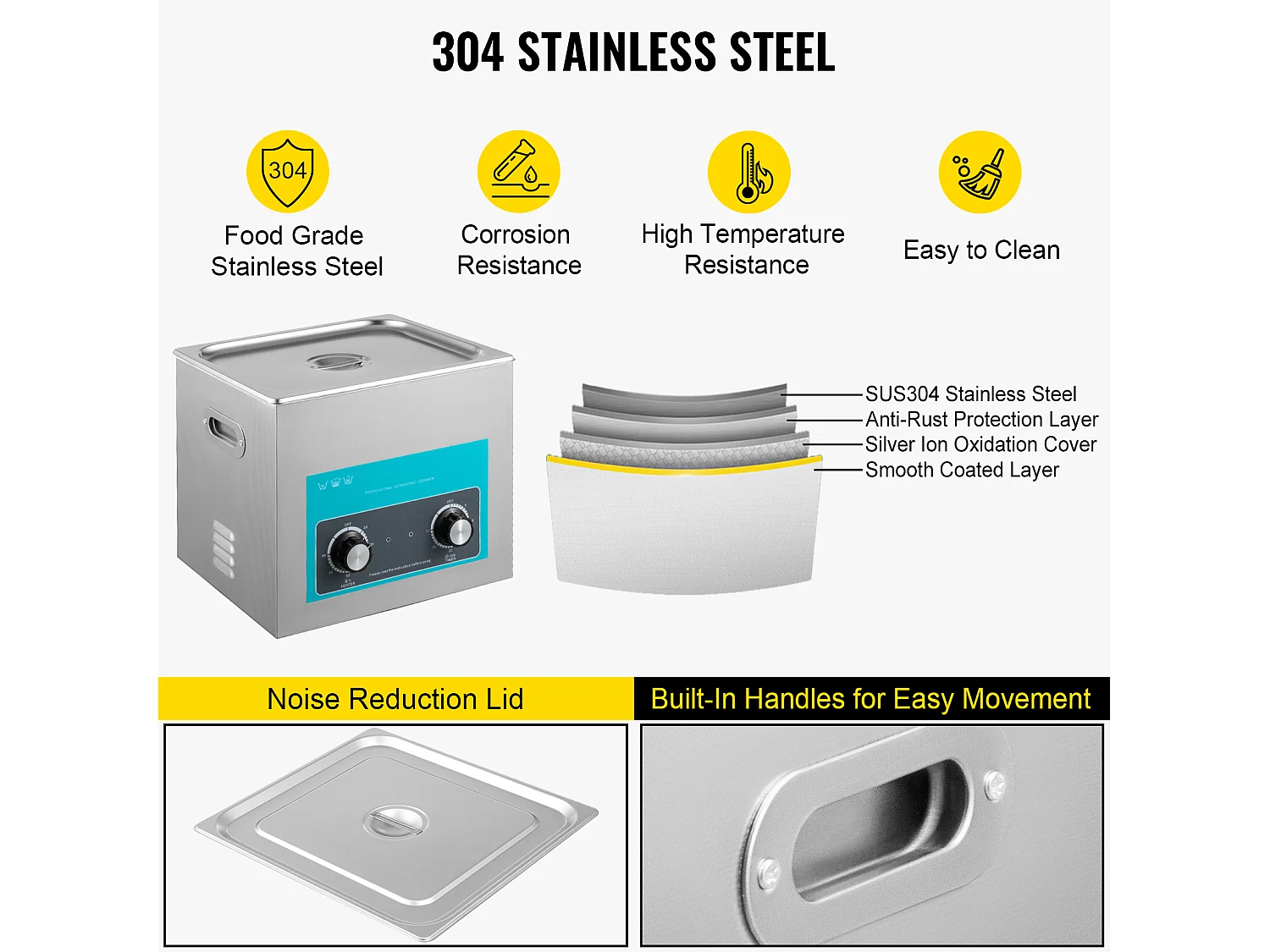 Pulitore a Ultrasuoni SucceBuy Pulitore a Ultrasuoni per Gioiellicon Timer per la Pulizia di Anelli per Occhiali e Protesi Dentarie