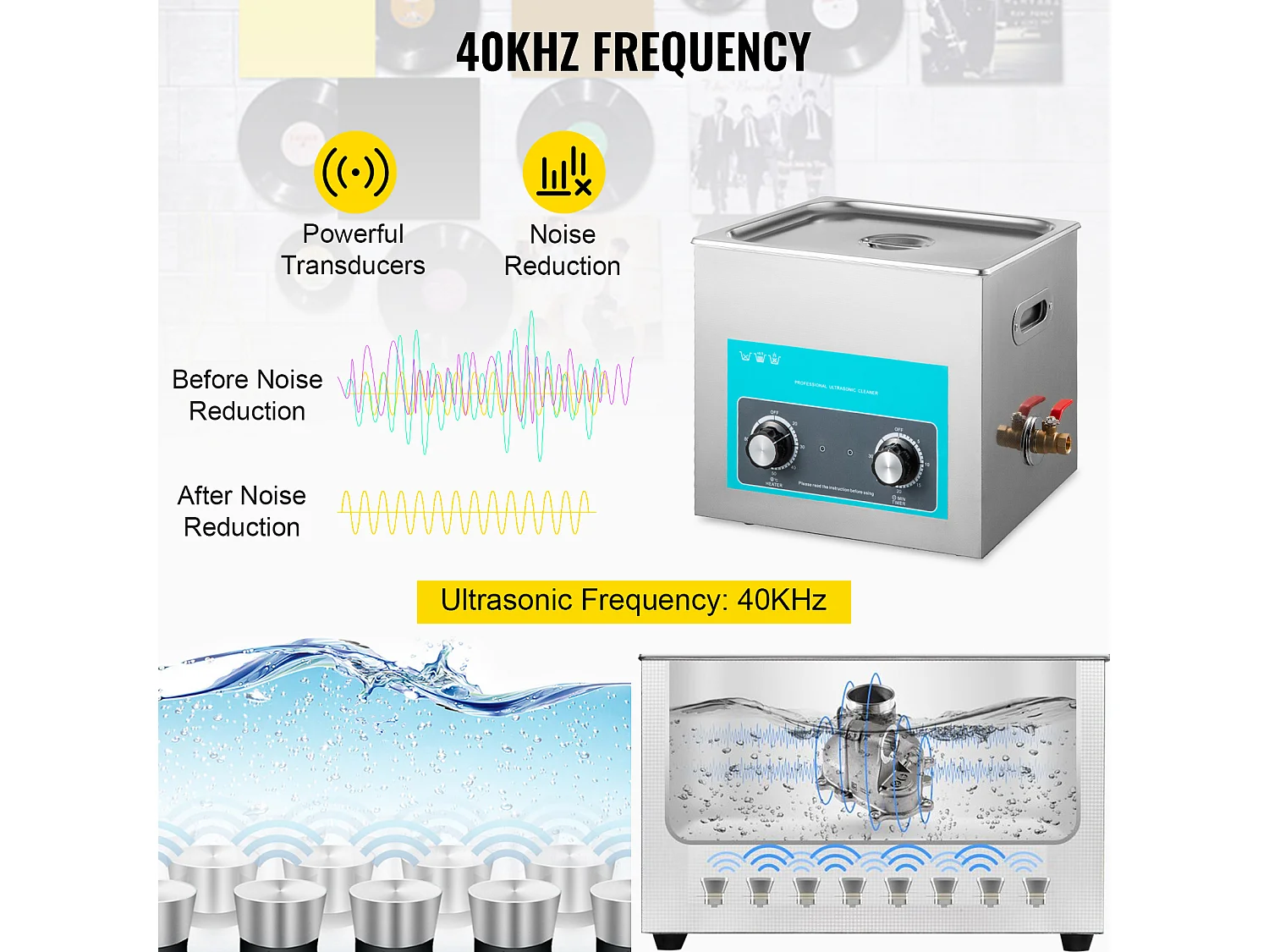 Pulitore a Ultrasuoni SucceBuy Pulitore a Ultrasuoni per Gioiellicon Timer per la Pulizia di Anelli per Occhiali e Protesi Dentarie