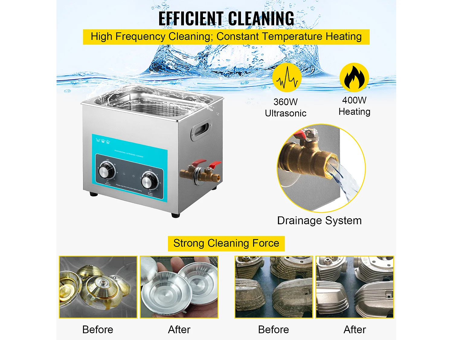 Pulitore a Ultrasuoni SucceBuy Pulitore a Ultrasuoni per Gioiellicon Timer per la Pulizia di Anelli per Occhiali e Protesi Dentarie