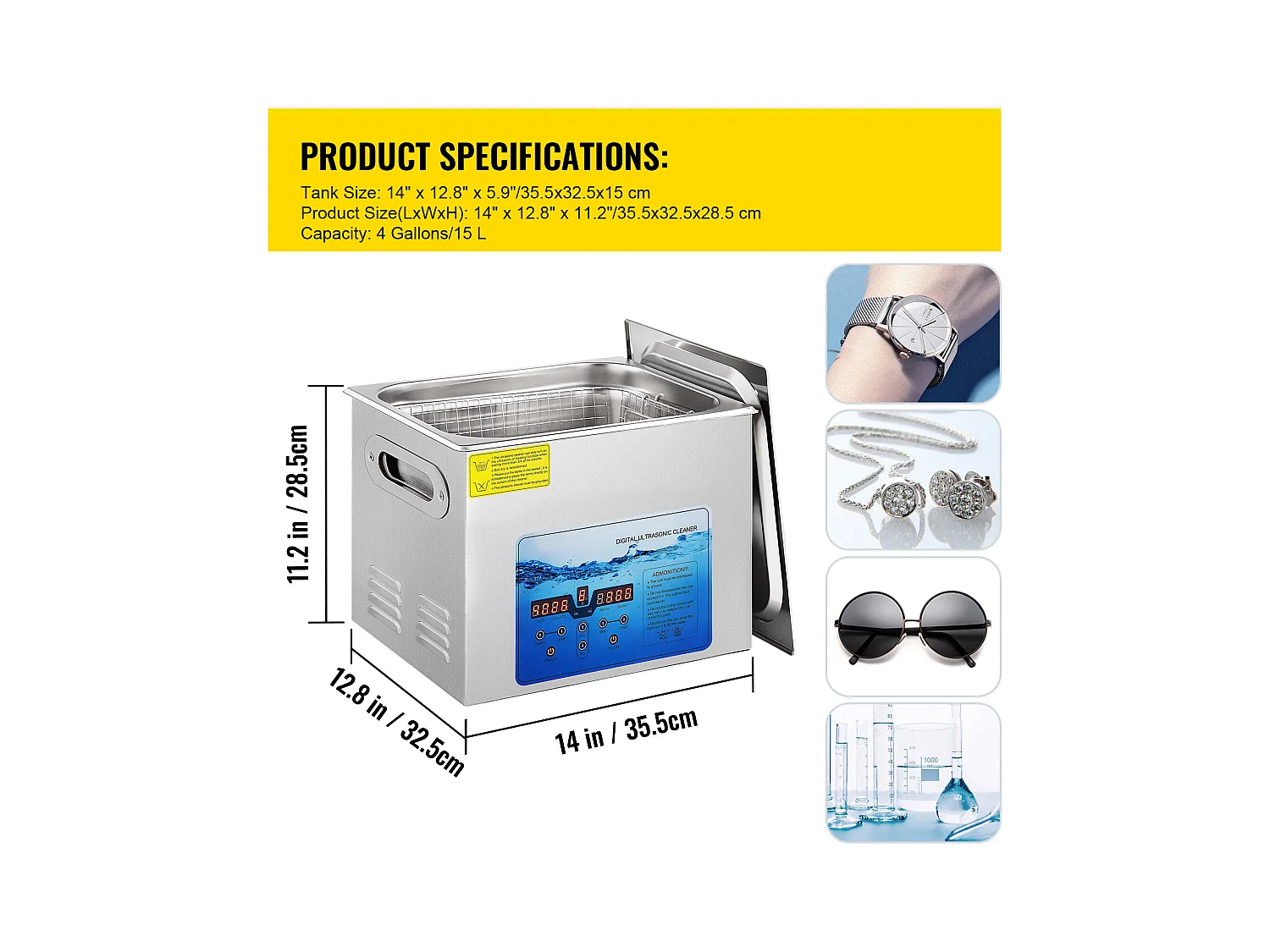 Ultrasoonreiniger SucceBuy Ultrasoonreiniger, Sieradenreinigingsmachine, Digitale Timer en Verwarming, 220V