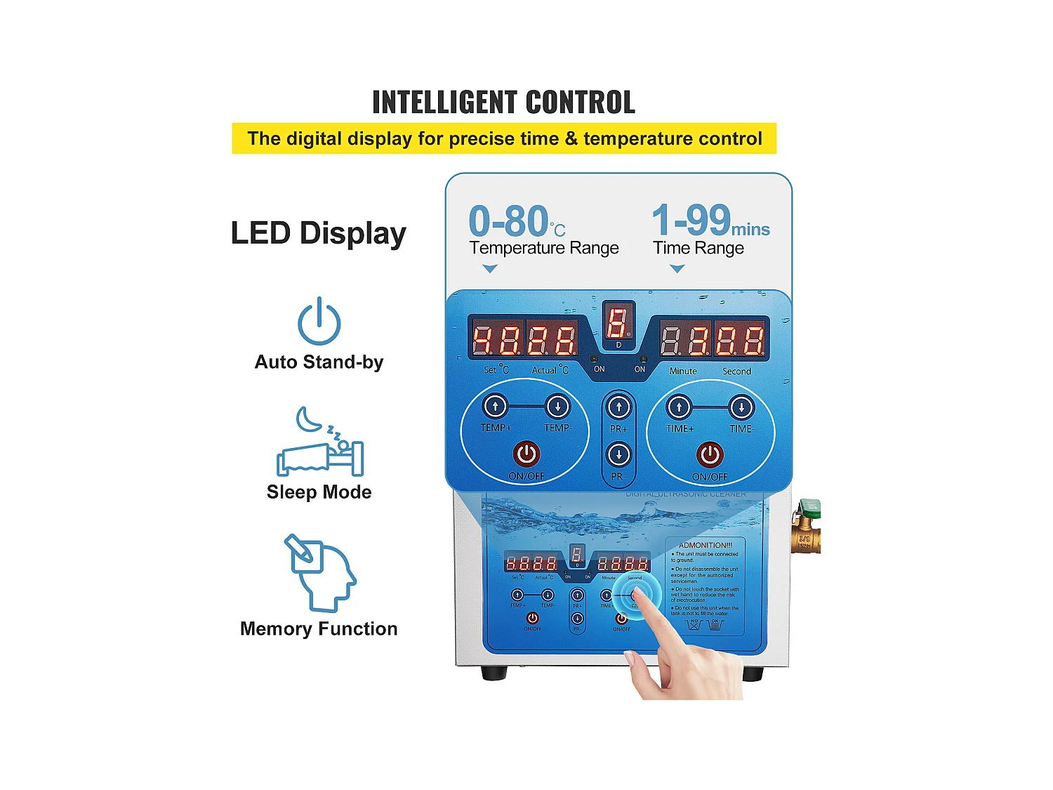Ultrasoonreiniger SucceBuy Ultrasoonreiniger, Sieradenreinigingsmachine, Digitale Timer en Verwarming, 220V